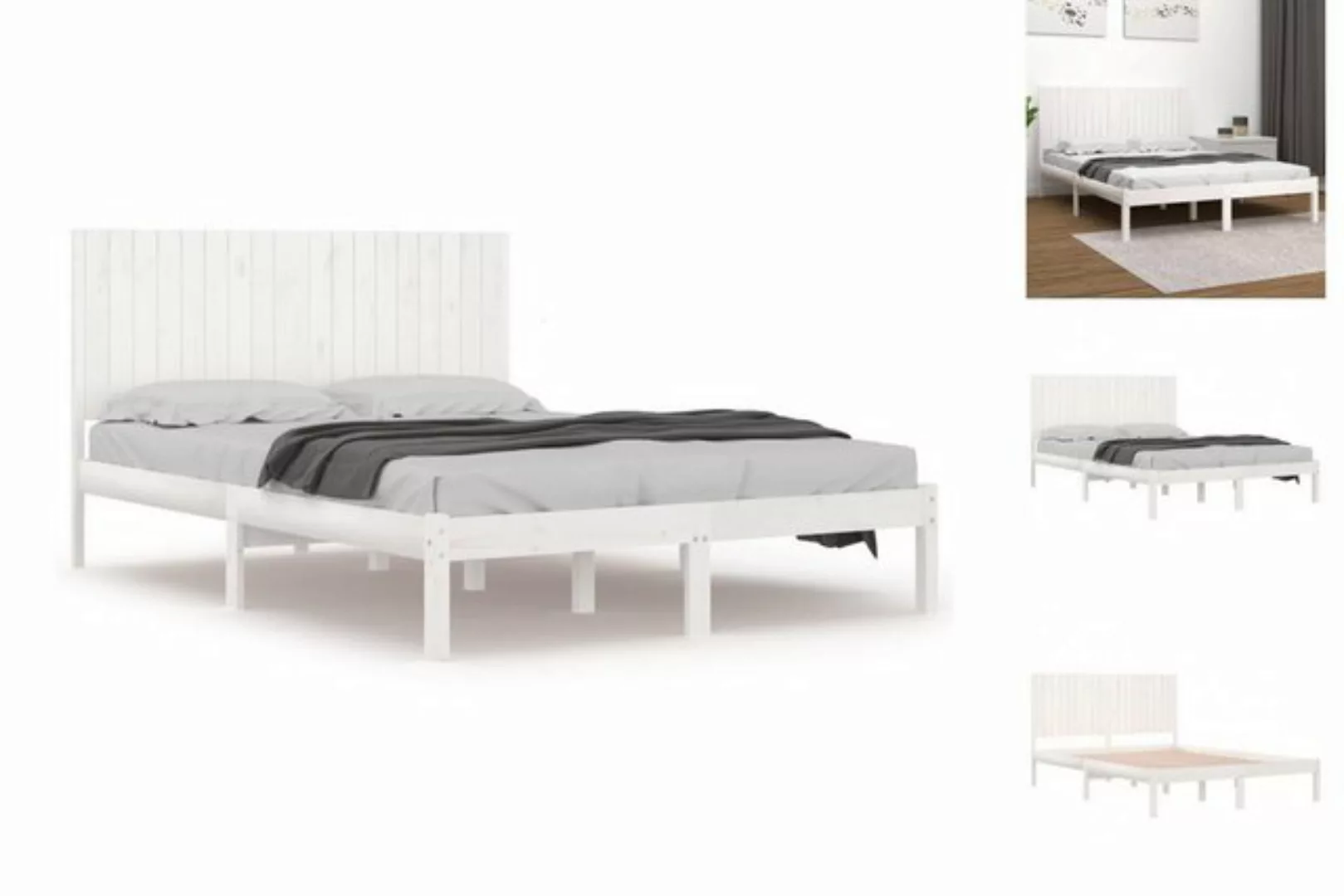 vidaXL Bettgestell Massivholzbett Weiß 180x200 cm 6FT Super King Size Bett günstig online kaufen