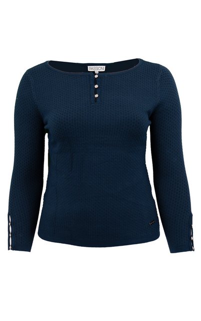 Passioni Strickpullover in Marineblau aus strukturiertem Strick mit Knopfde günstig online kaufen