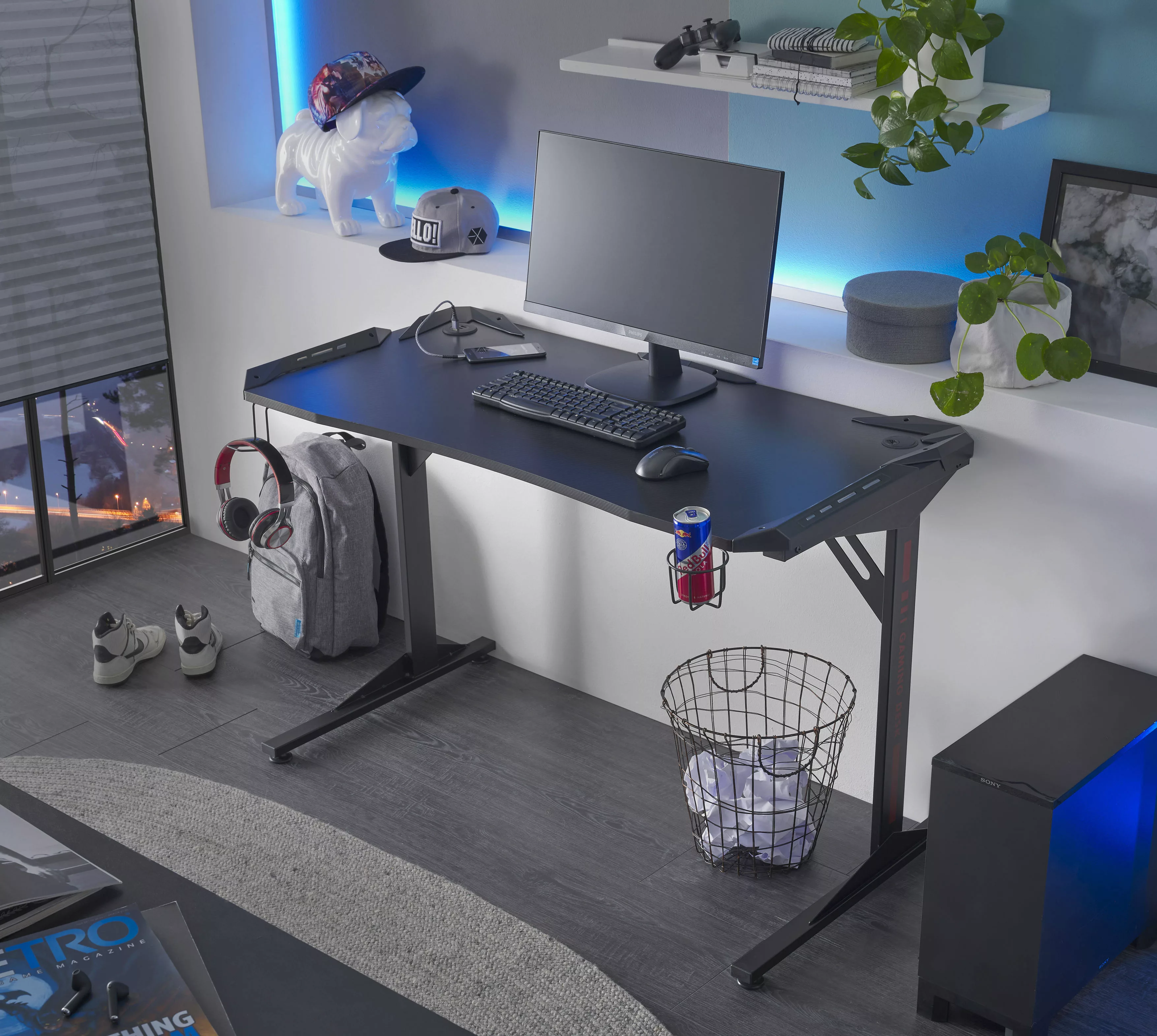 BEGA OFFICE Gamingtisch "BC3110", Schwarz inkl. RGB-LED Farbwechselbeleucht günstig online kaufen