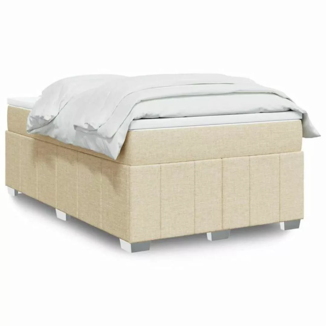 vidaXL Boxspringbett, Boxspringbett mit Matratze Creme 120x200 cm Stoff günstig online kaufen