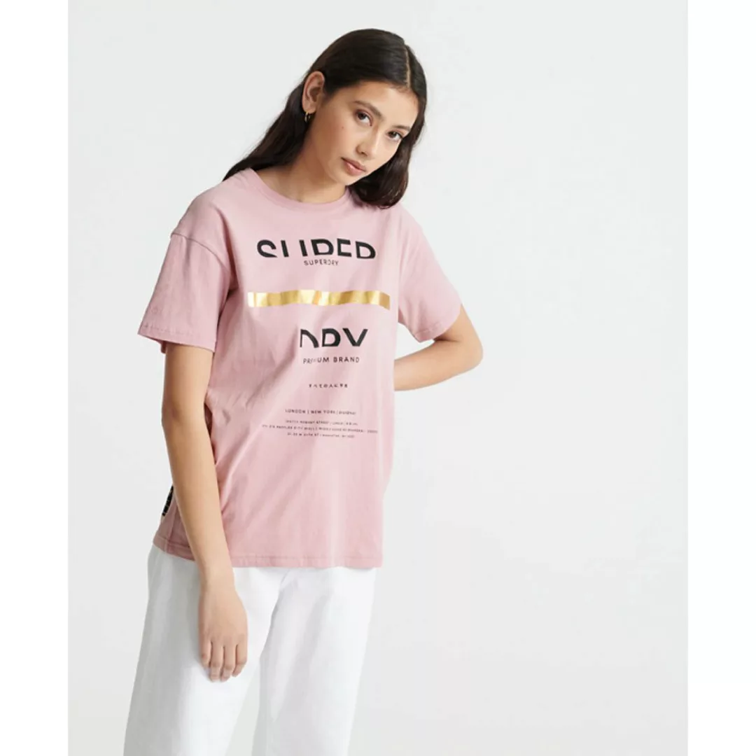 Superdry Type Column Portland Kurzarm T-shirt 2XS Soft Pink günstig online kaufen