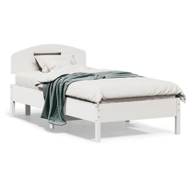 vidaXL Bett Massivholzbett mit Kopfteil Weiß 90x190 cm Kiefer günstig online kaufen