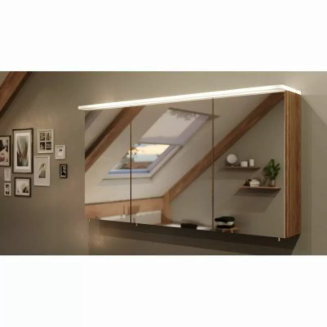 Lomadox Spiegelschrank 120cm NEWLAND-02 inkl. LED-Acryllampe, Eiche hell Nb günstig online kaufen