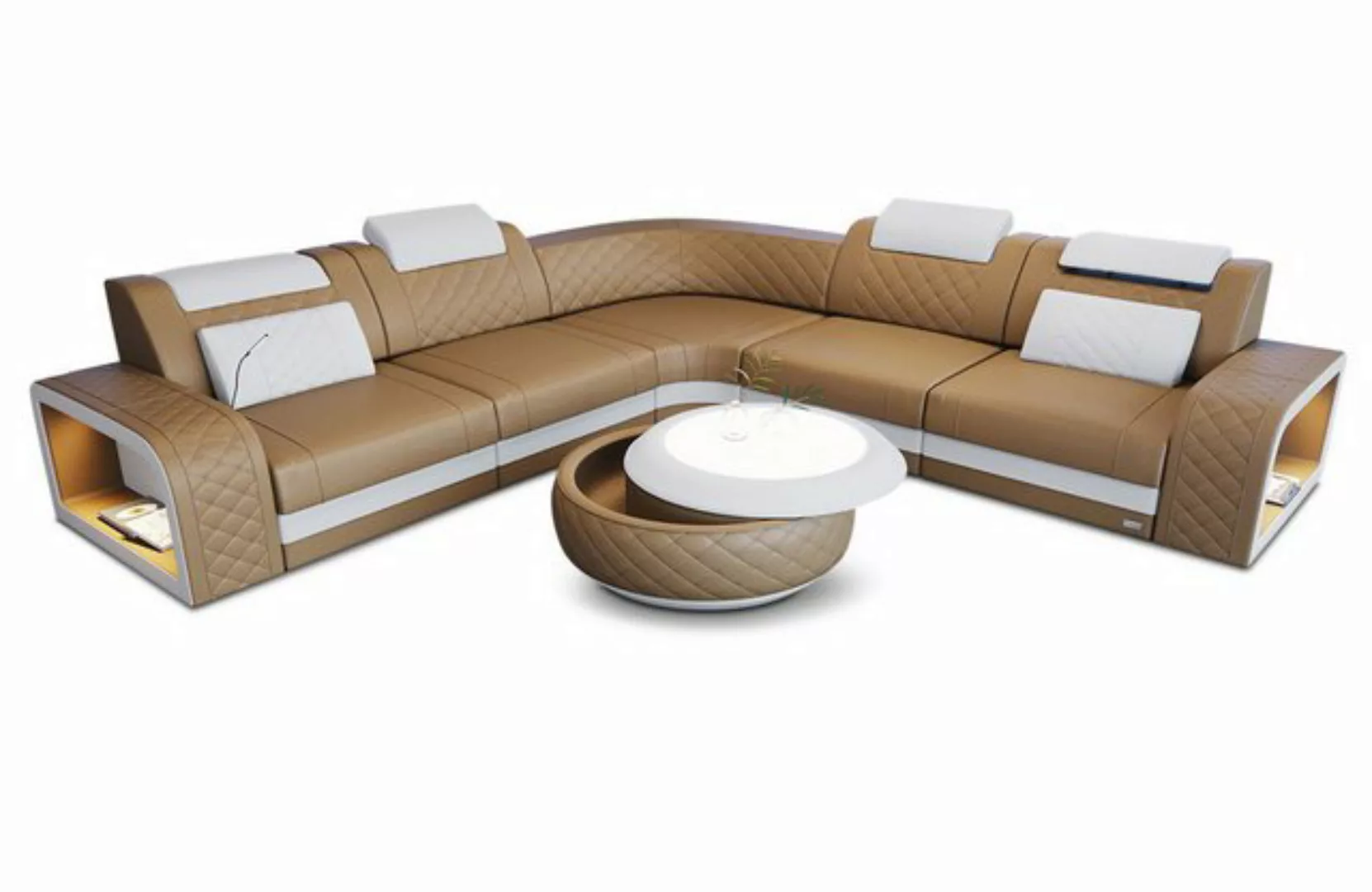 Sofa Dreams Ecksofa Ledersofa Foggia L Form Mini, Designersofa, Sofa mit Lu günstig online kaufen