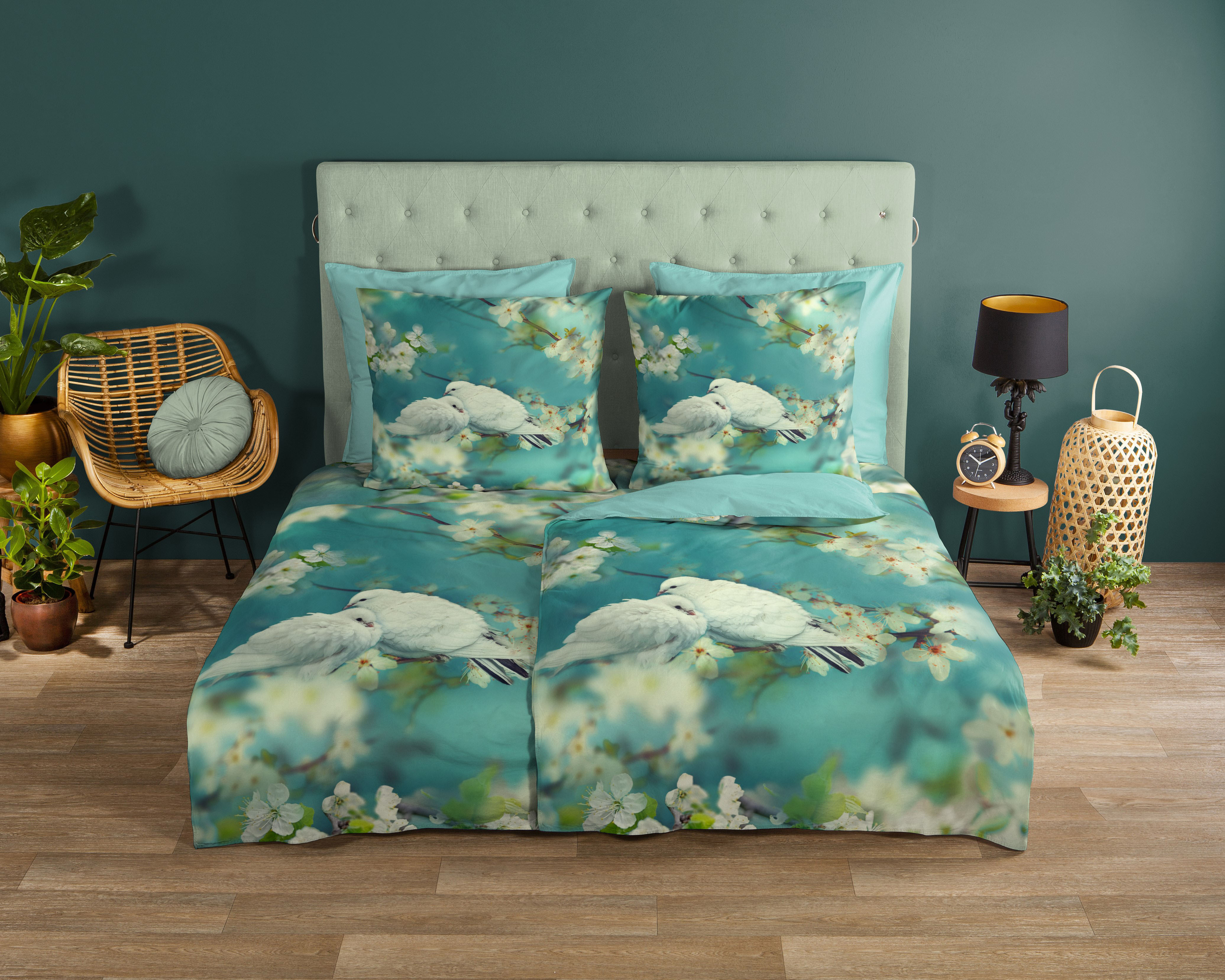 Bettwäsche aqua Baumwolle B/L: ca. 155x220 cm günstig online kaufen