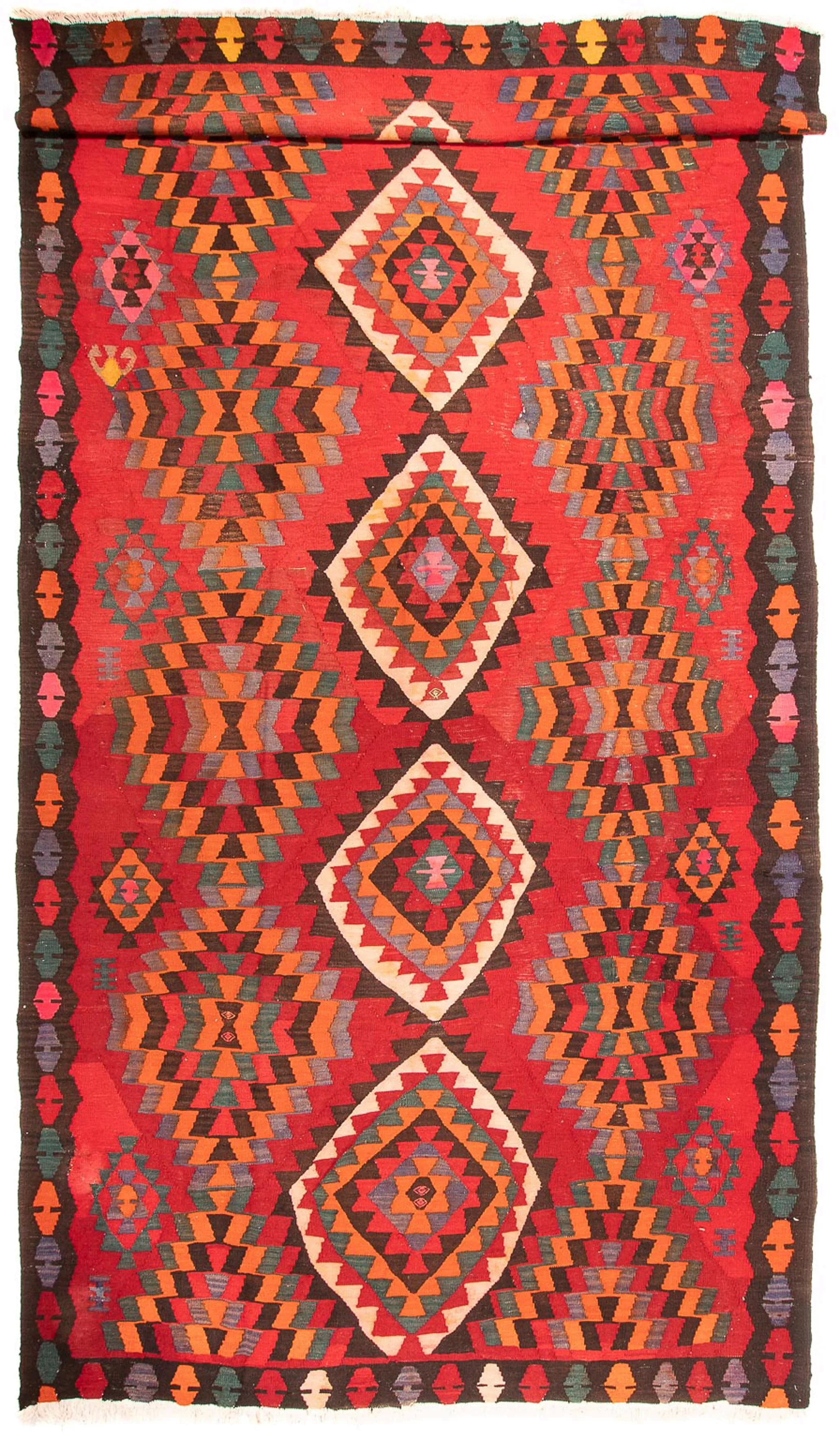 morgenland Wollteppich »Kelim - Old - 430 x 210 cm - rot«, rechteckig, Wohn günstig online kaufen