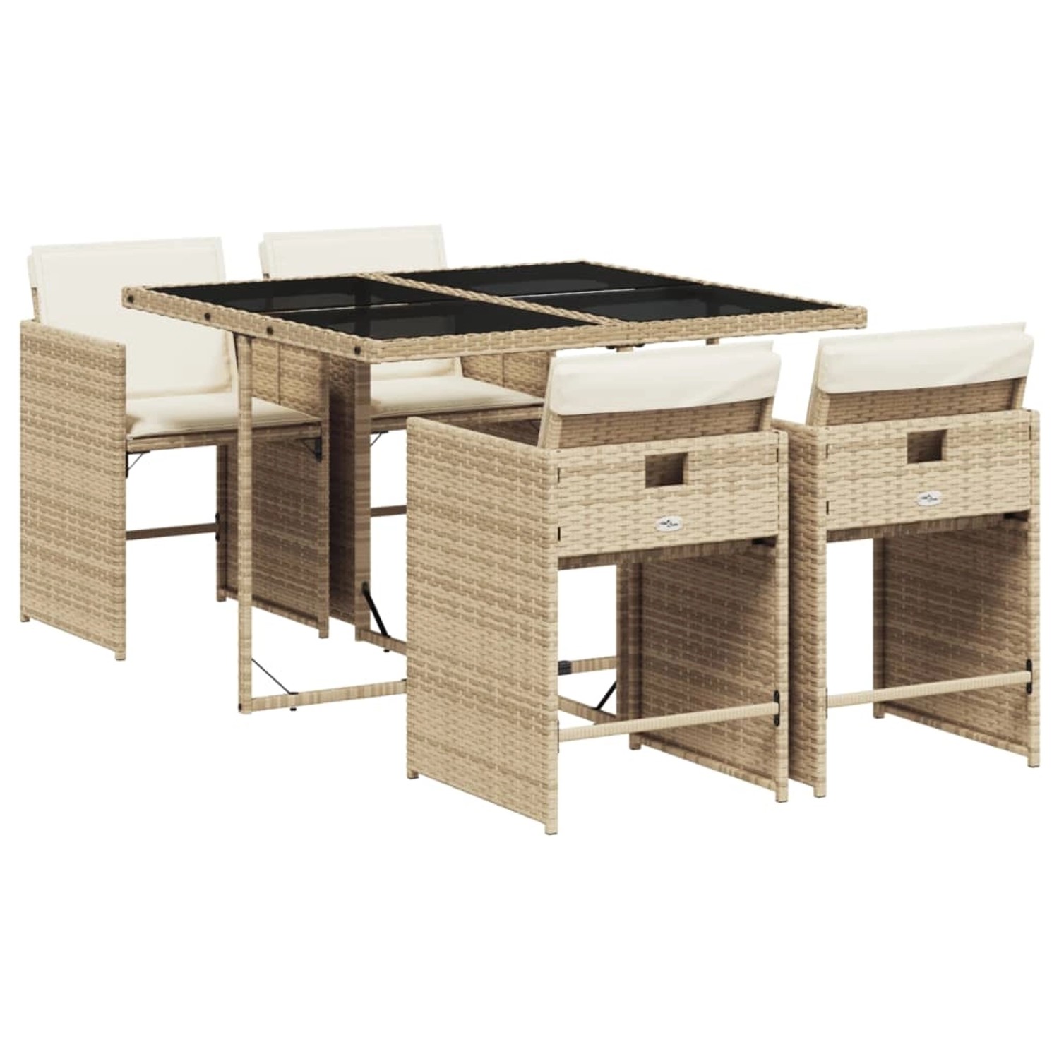 vidaXL 5-tlg Garten-Essgruppe mit Kissen Beige Poly Rattan Modell 33 günstig online kaufen