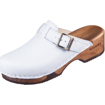 Woody  Clogs Pantoletten Manu 6526 weiss weiss Glattleder 6526 weiss günstig online kaufen