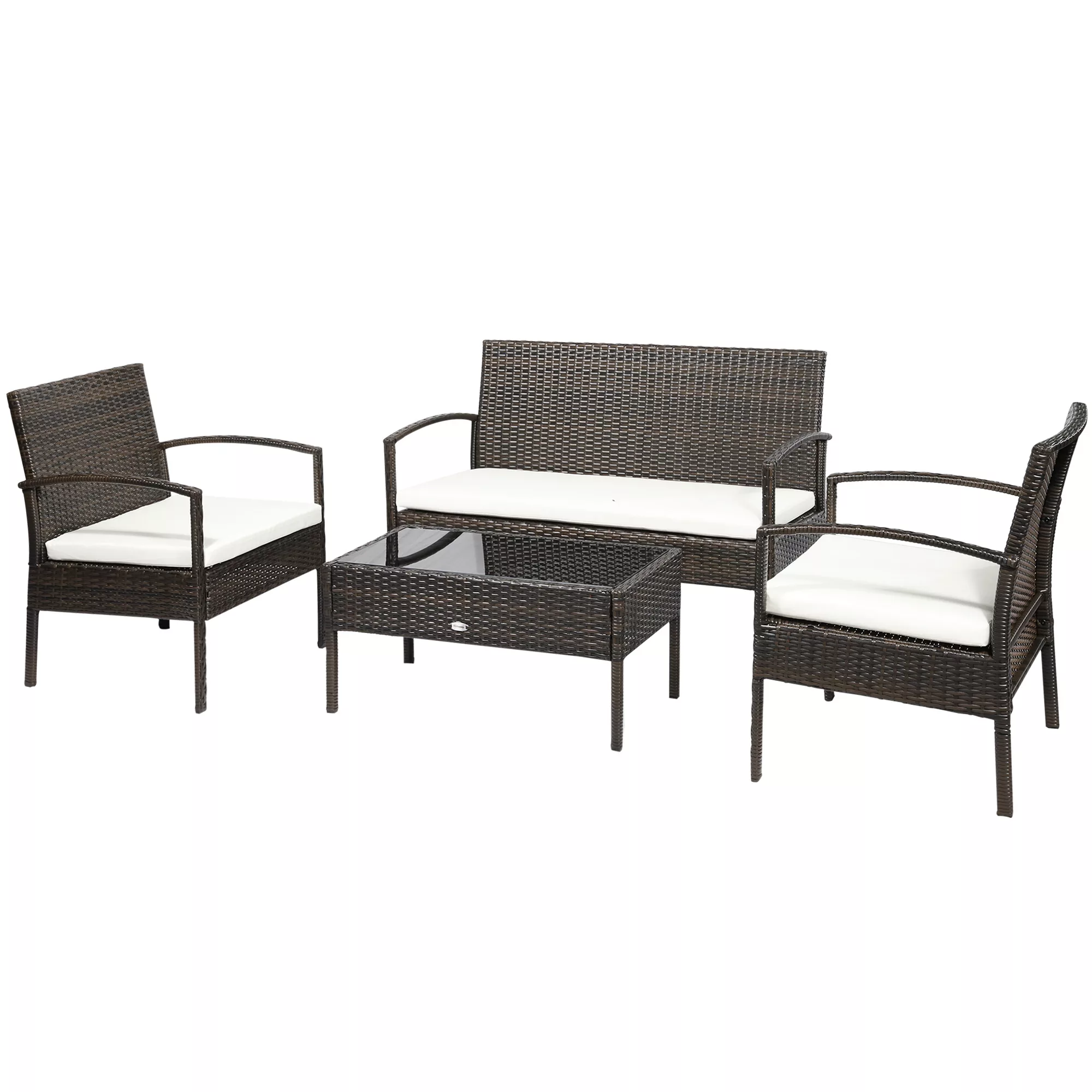 Outsunny Polyrattan Gartenmöbel Set für 4 Personen Rattensofa-Set Sitzgarni günstig online kaufen