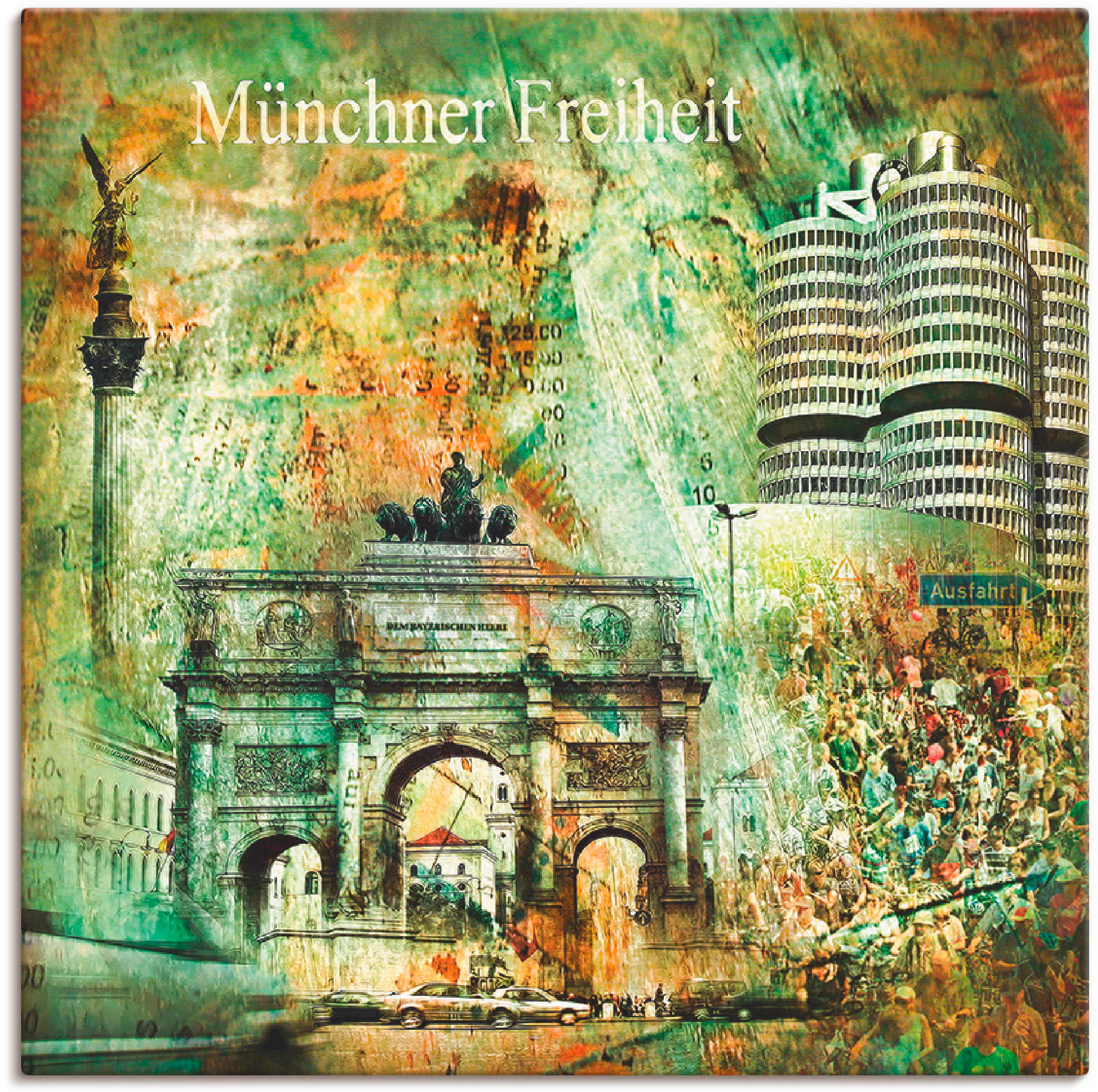 Artland Wandbild "München Skyline Abstrakte Collage 03", Architektonische E günstig online kaufen