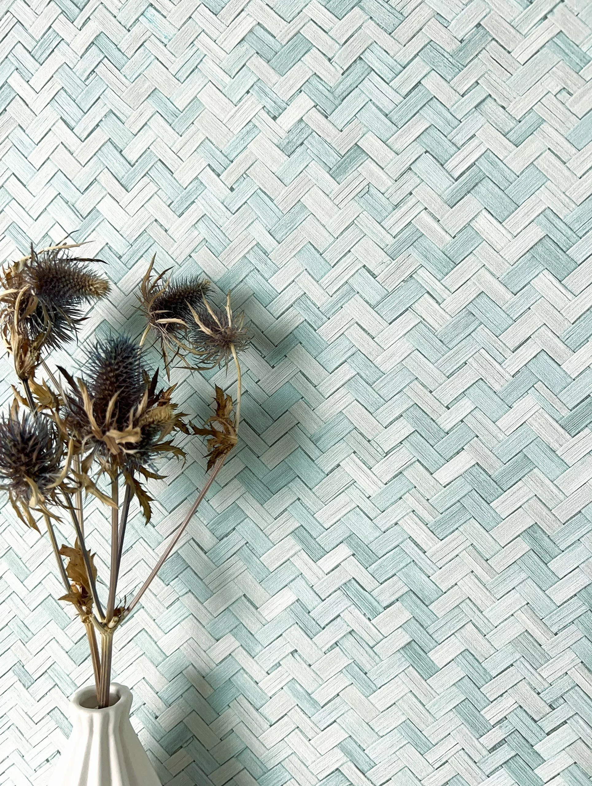 Newroom Vliestapete, Blau Tapete Boho Rattan günstig online kaufen
