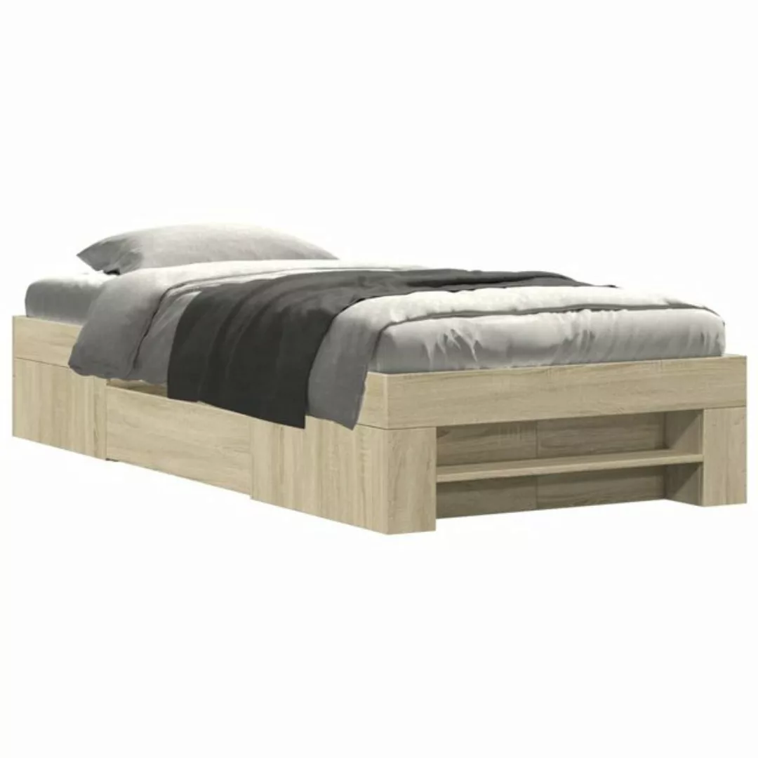 vidaXL Bett Bettgestell ohne Matratze Sonoma-Eiche 75x190 cm Holzwerkstoff günstig online kaufen