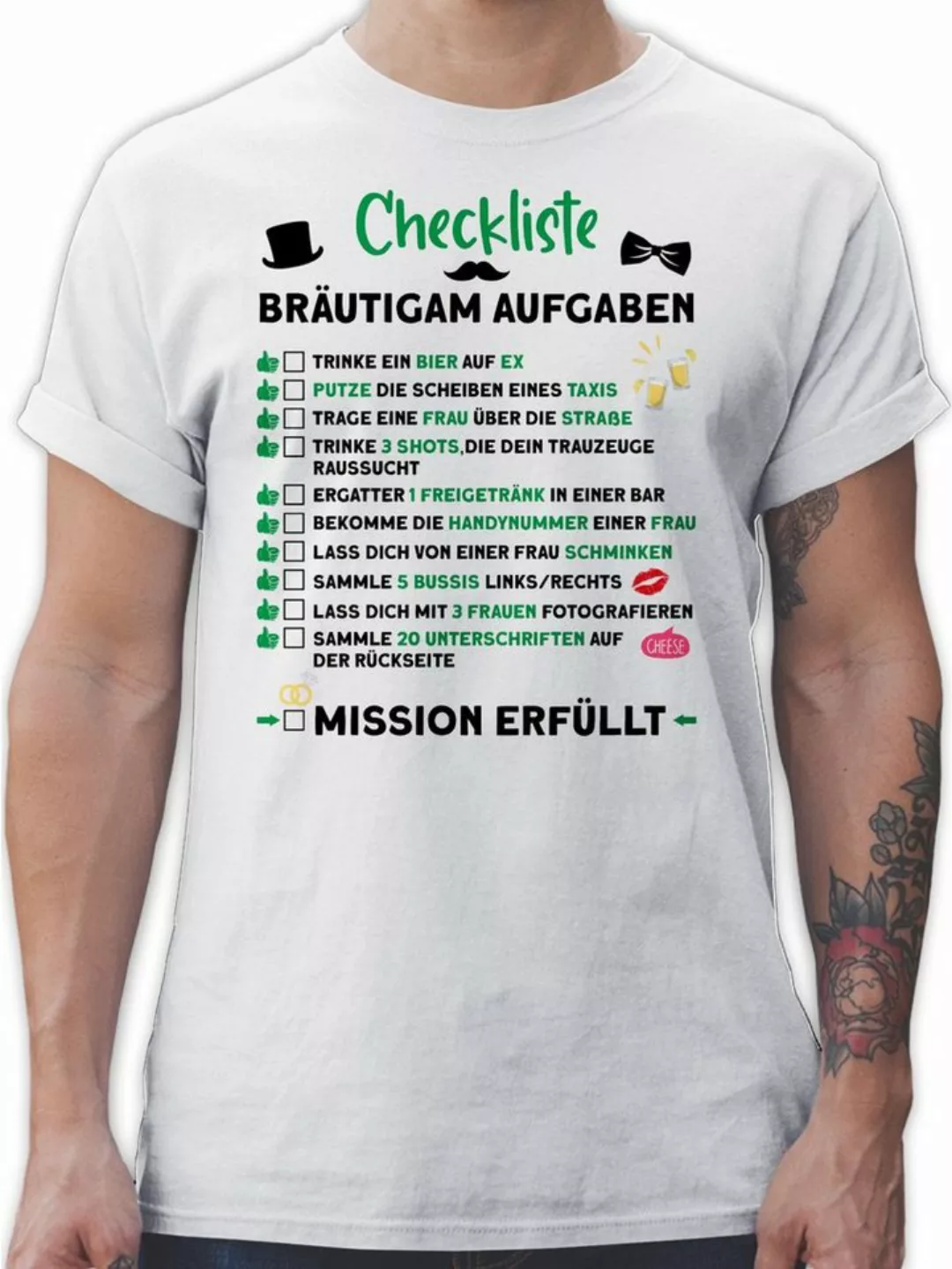 Shirtracer T-Shirt Checkliste Bräutigam Aufgaben JGA JGA Männer günstig online kaufen