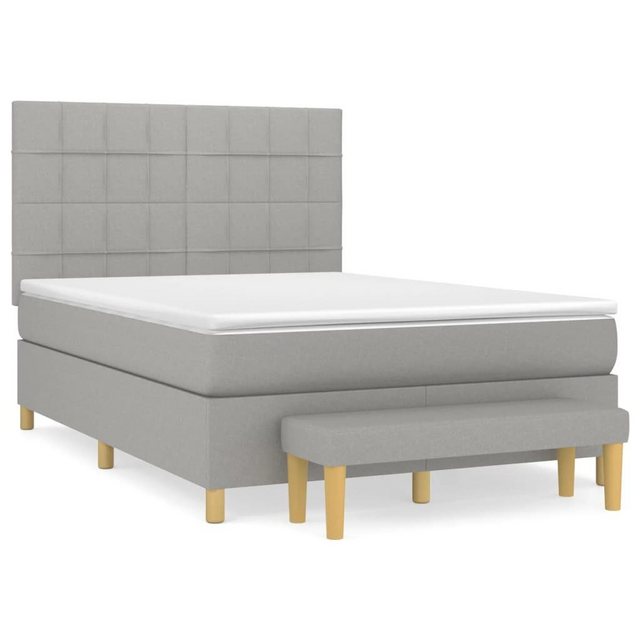 furnicato Bett Boxspringbett mit Matratze Hellgrau 140x190 cm Stoff günstig online kaufen