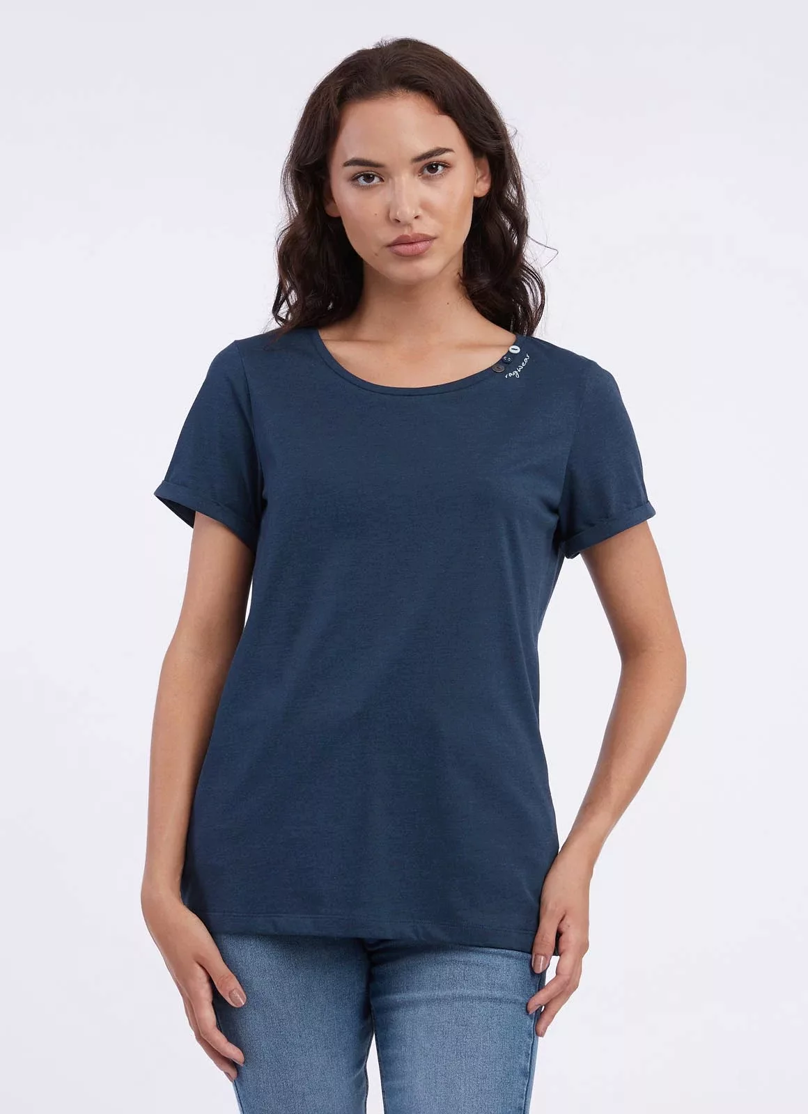 Ragwear Kurzarmshirt FLLORAH COMFY GOTS Basic Shirt mit Zierknöpfen und Log günstig online kaufen