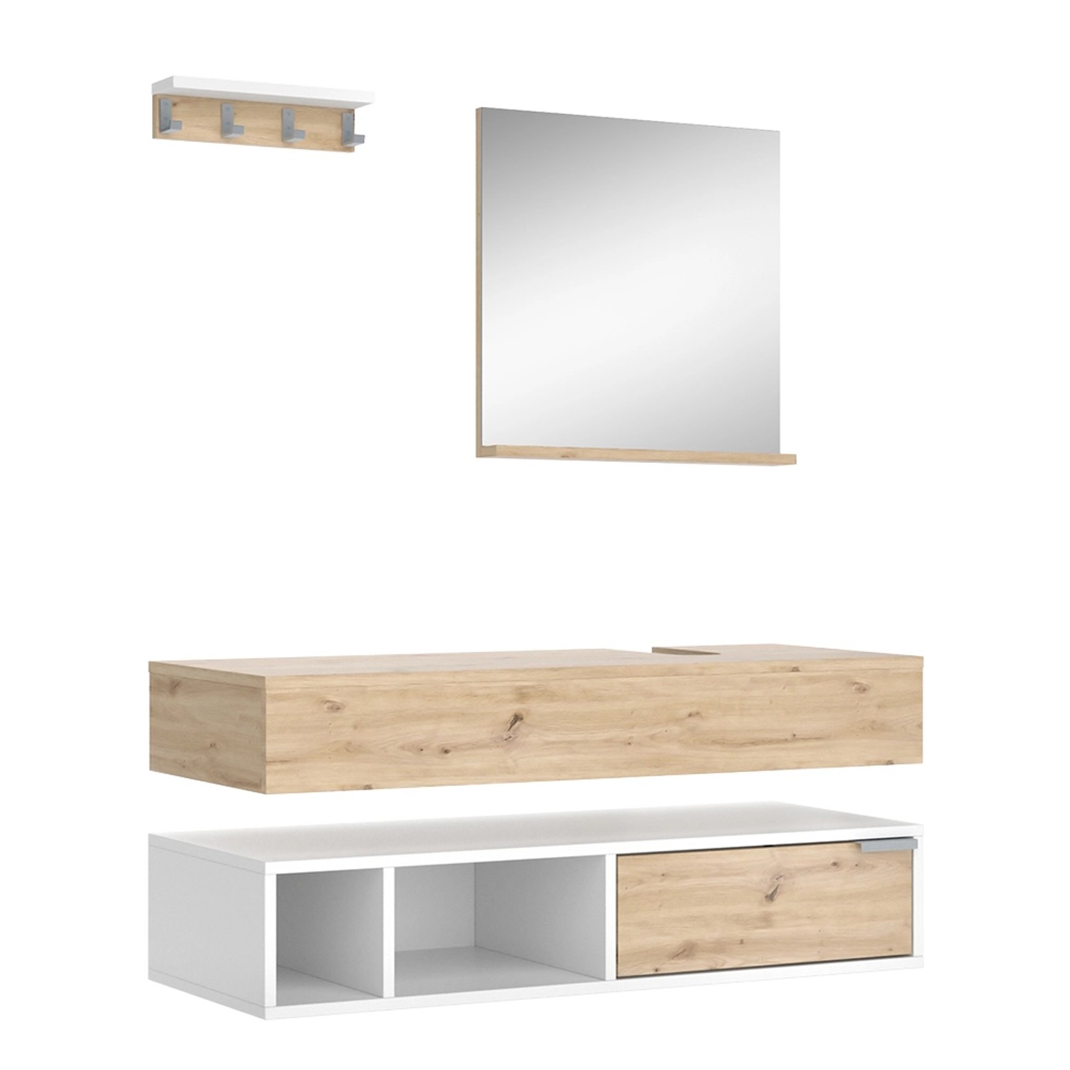 Vicco Badmöbel-Set Henri Weiß/Artisan-Eiche 4 Teile günstig online kaufen
