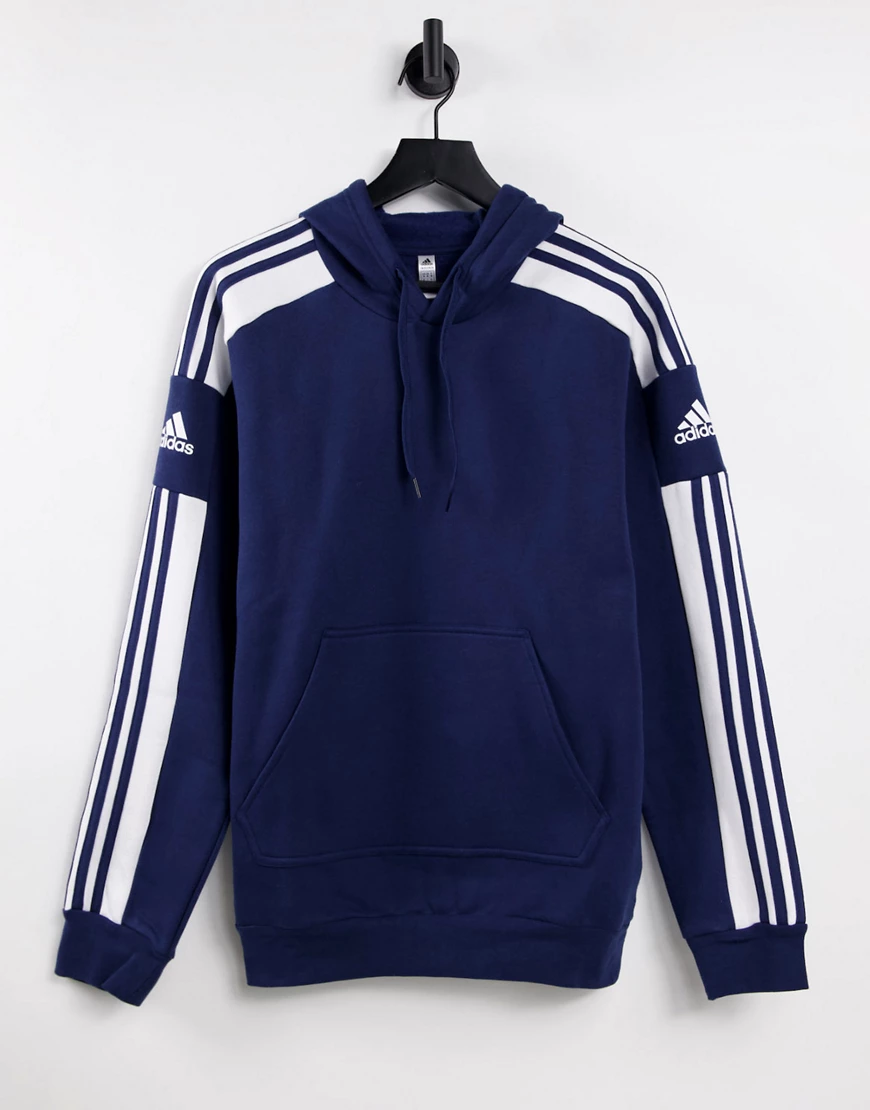 adidas Football – Kapuzenpullover in Marineblau mit drei Streifen günstig online kaufen