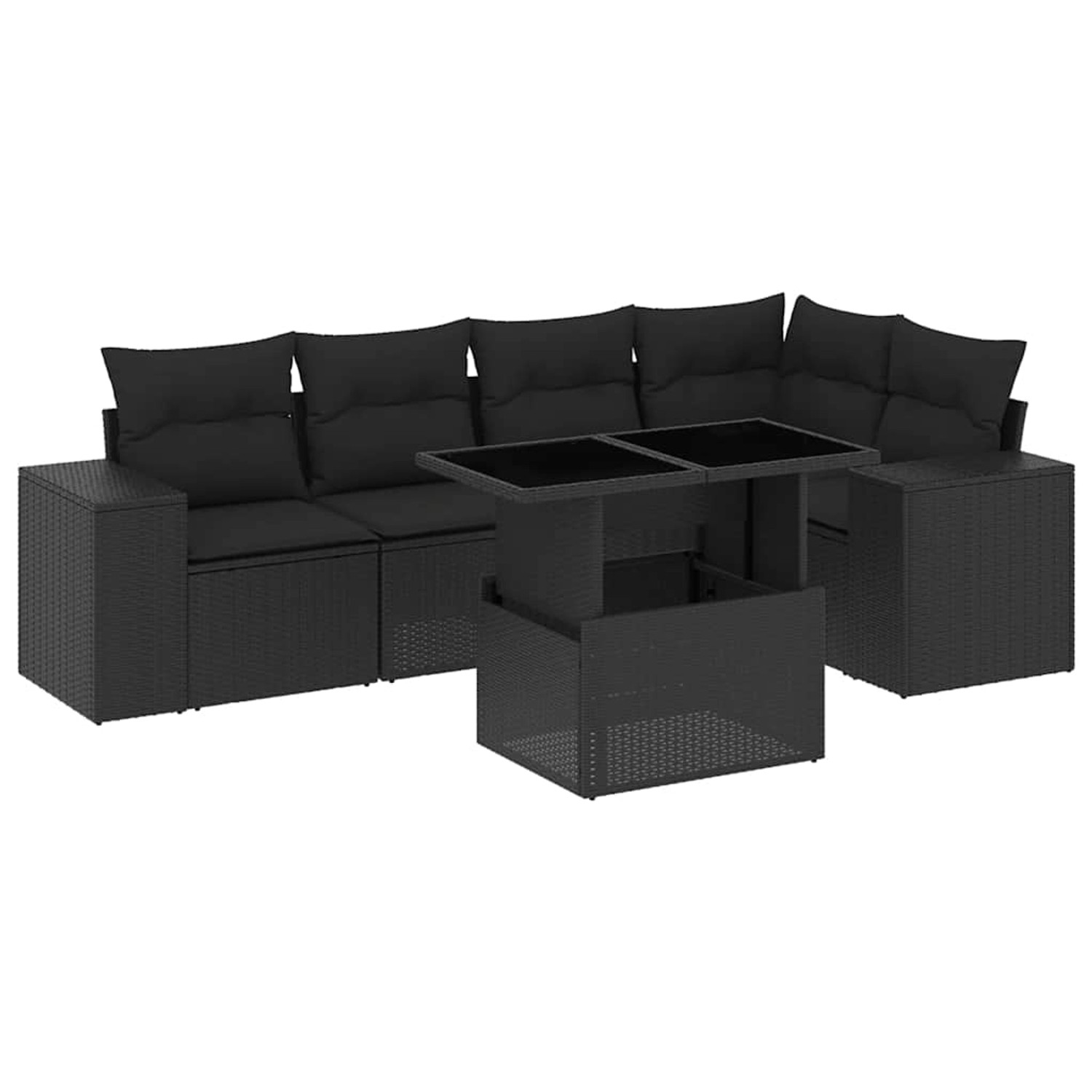 vidaXL 6-Tlg Garten-Sofagarnitur mit Kissen Schwarz Poly Rattan 3269145 günstig online kaufen