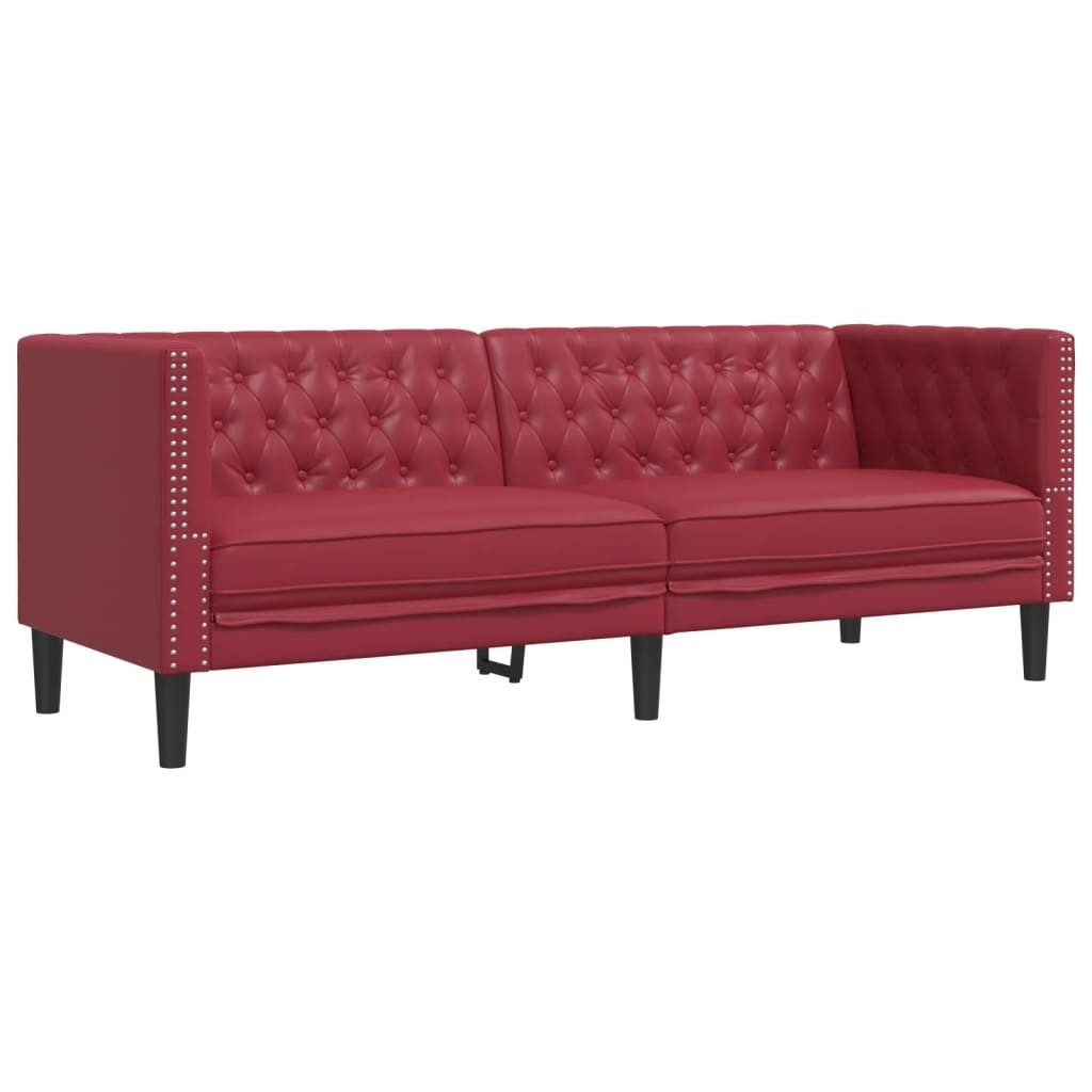 vidaXL Sofa Chesterfield-Sofa 3-Sitzer Weinrot Kunstleder günstig online kaufen