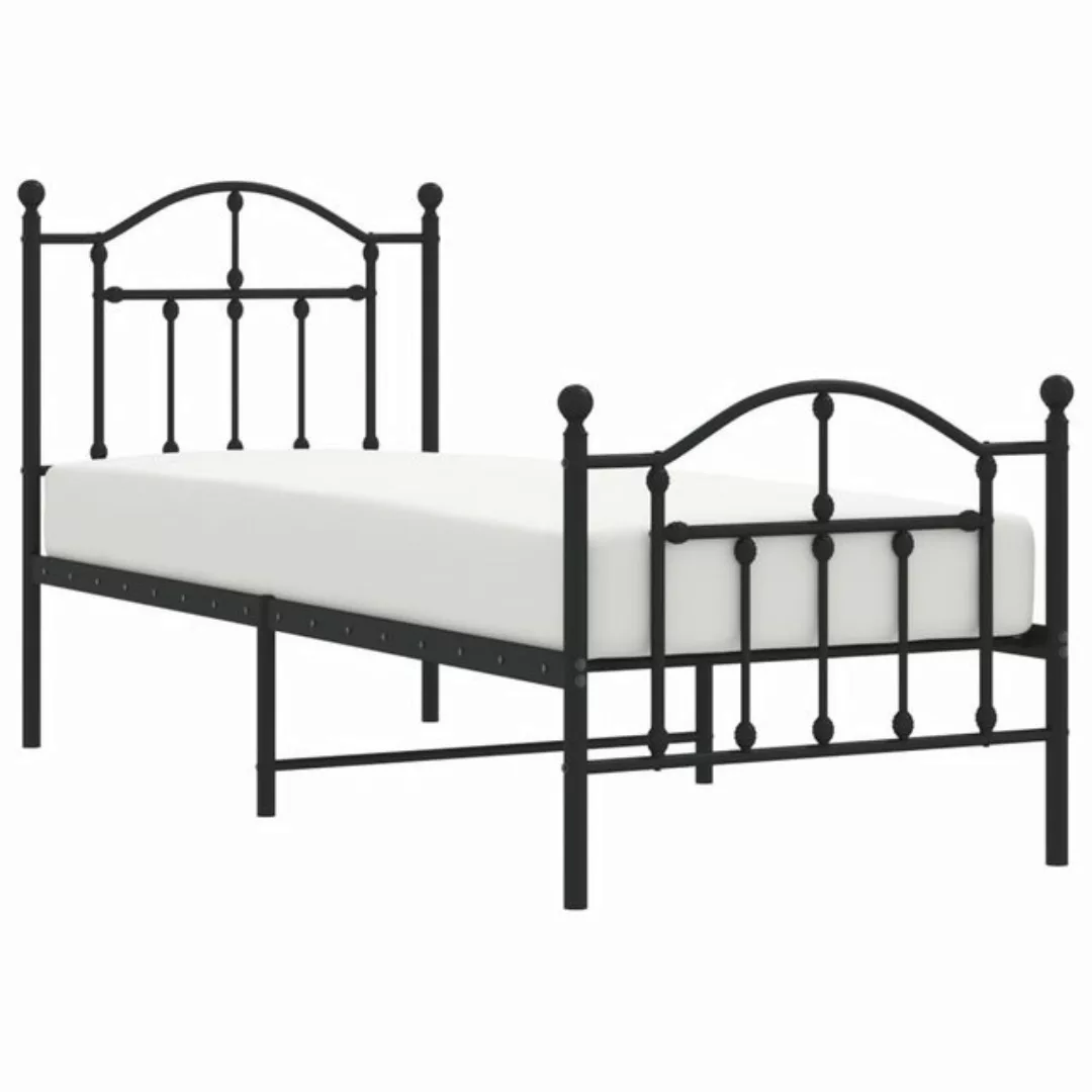 vidaXL Bett Bettgestell mit Kopf- und Fußteil Metall Schwarz 75x190 cm günstig online kaufen