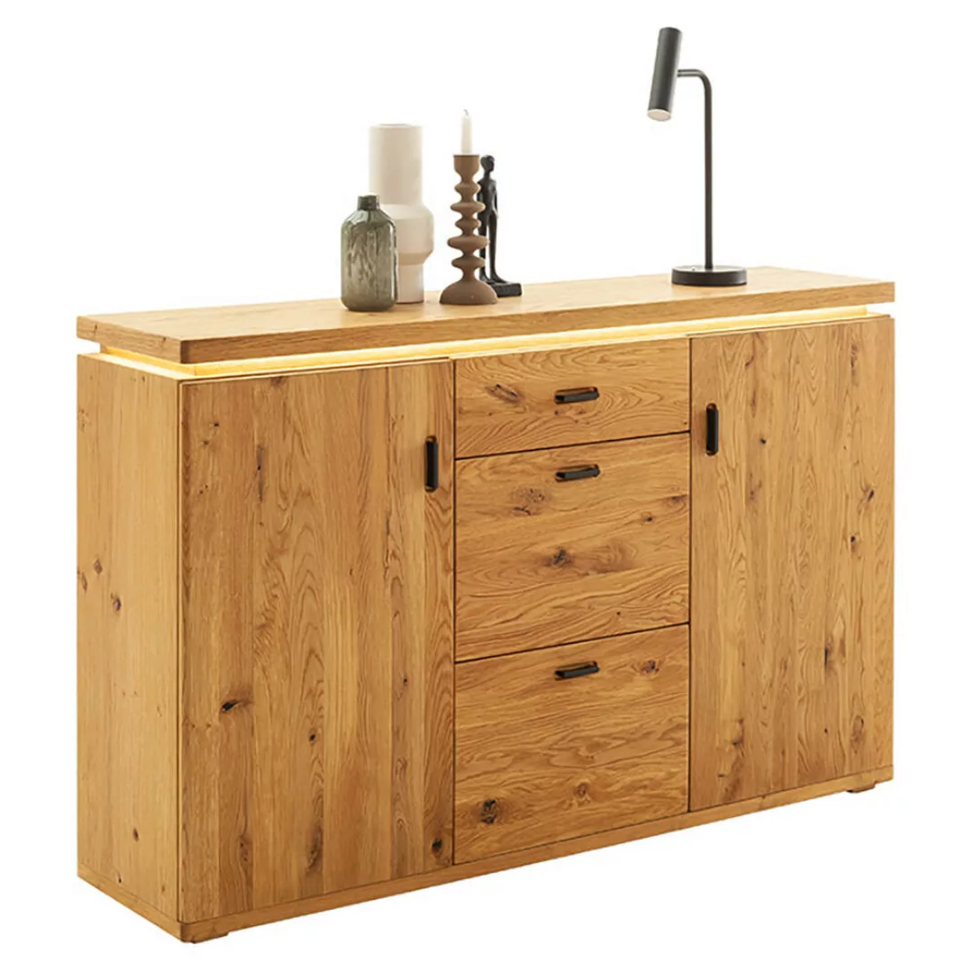 Sideboard montiert Eiche teilmassiv BELLAMONTE-05, inkl. Beleuchtung günstig online kaufen