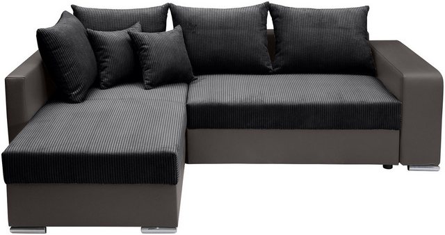 COLLECTION AB Ecksofa "L-Form", Regalarmlehne mit Led rgb,Bettfunkt.,Bettk. günstig online kaufen