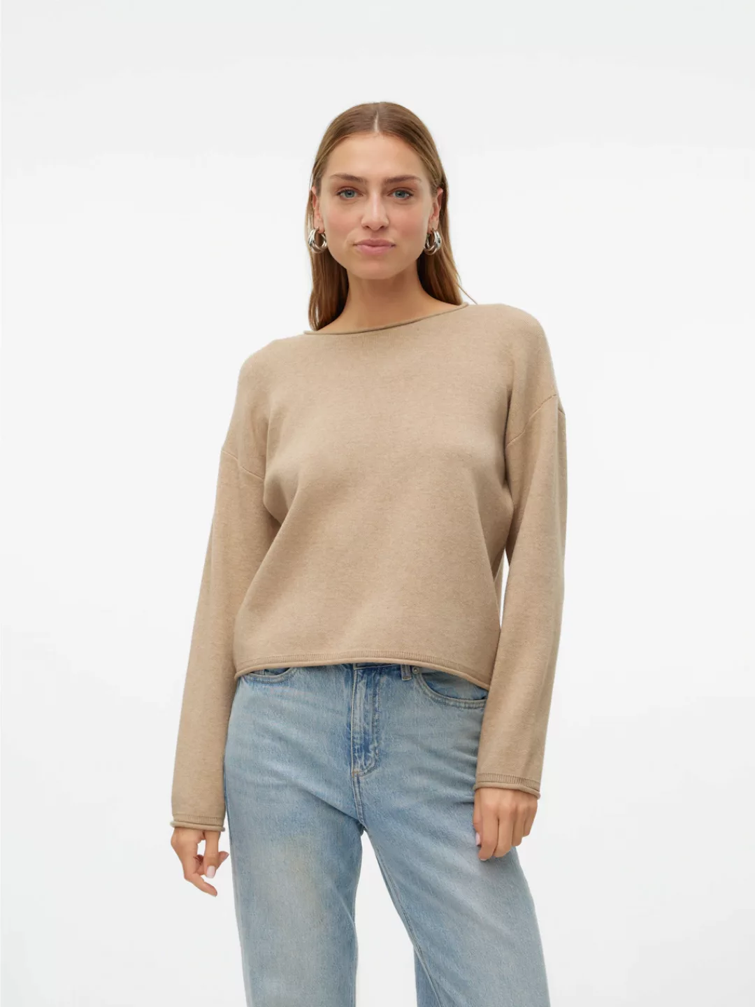 Vero Moda Strickpullover VMGOLD ROLL LS O-NECK PULLOVER GA günstig online kaufen