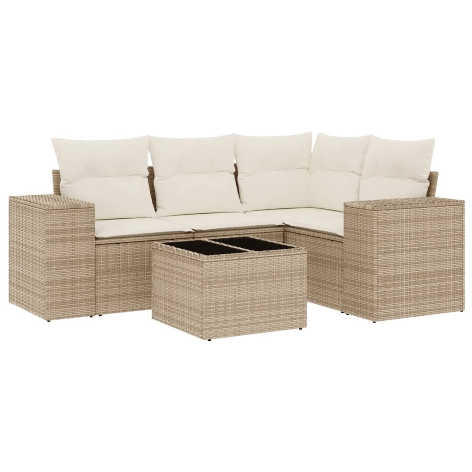 vidaXL 5-tlg Garten-Sofagarnitur mit Kissen Beige Poly Rattan Modell 167 günstig online kaufen