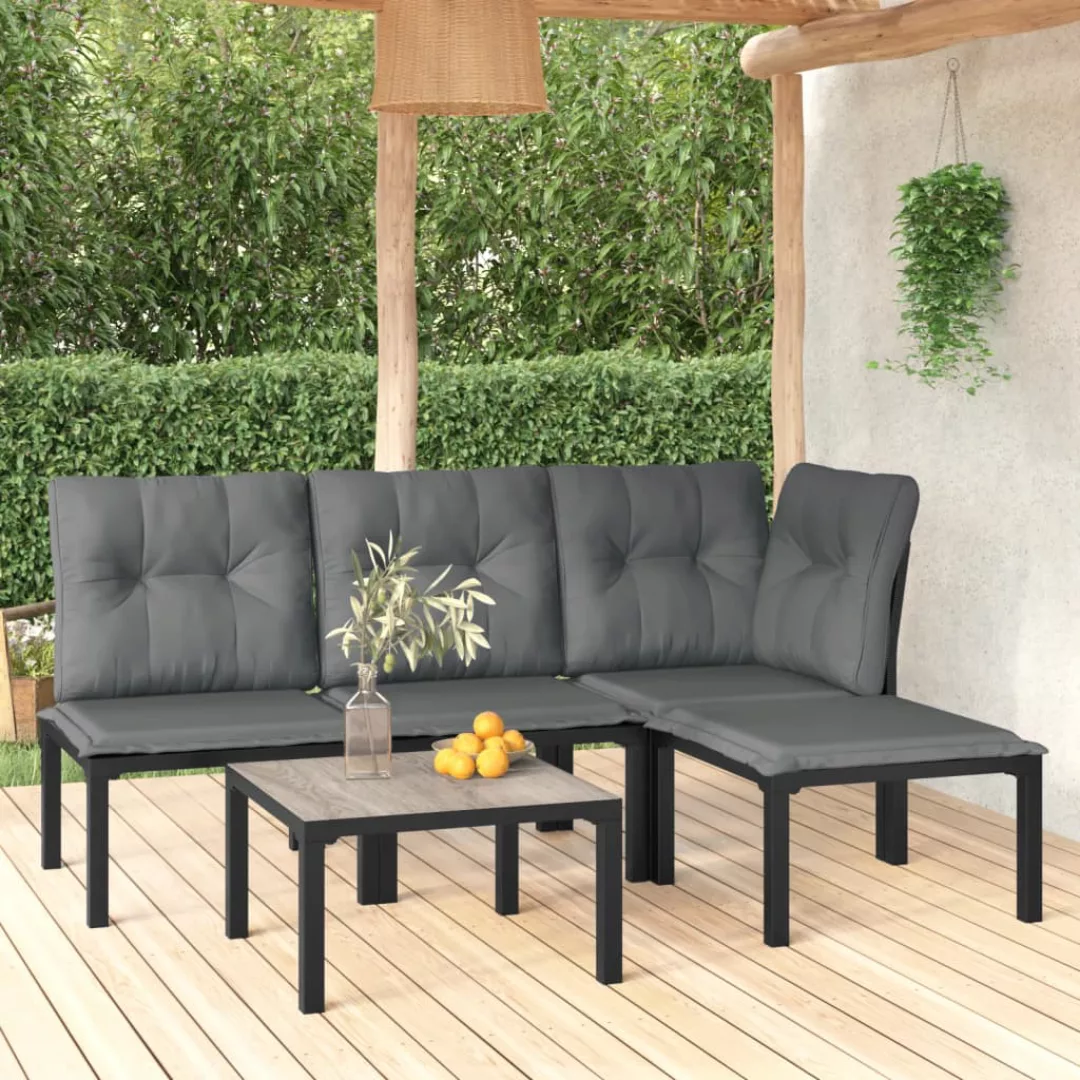 Vidaxl 5-tlg. Garten-lounge-set Schwarz Und Grau Poly Rattan günstig online kaufen