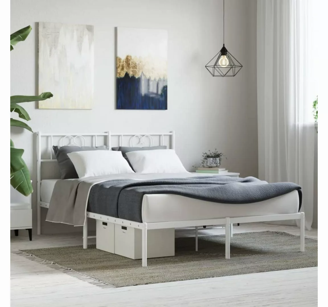 furnicato Bett Bettgestell mit Kopfteil Metall Weiß 120x200 cm günstig online kaufen