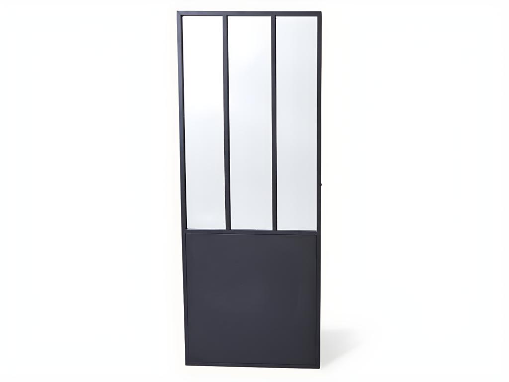 Spiegel Atelier-Tür Industrie-Stil - 70 x 180 cm - Metall - Schwarz - EDIMB günstig online kaufen