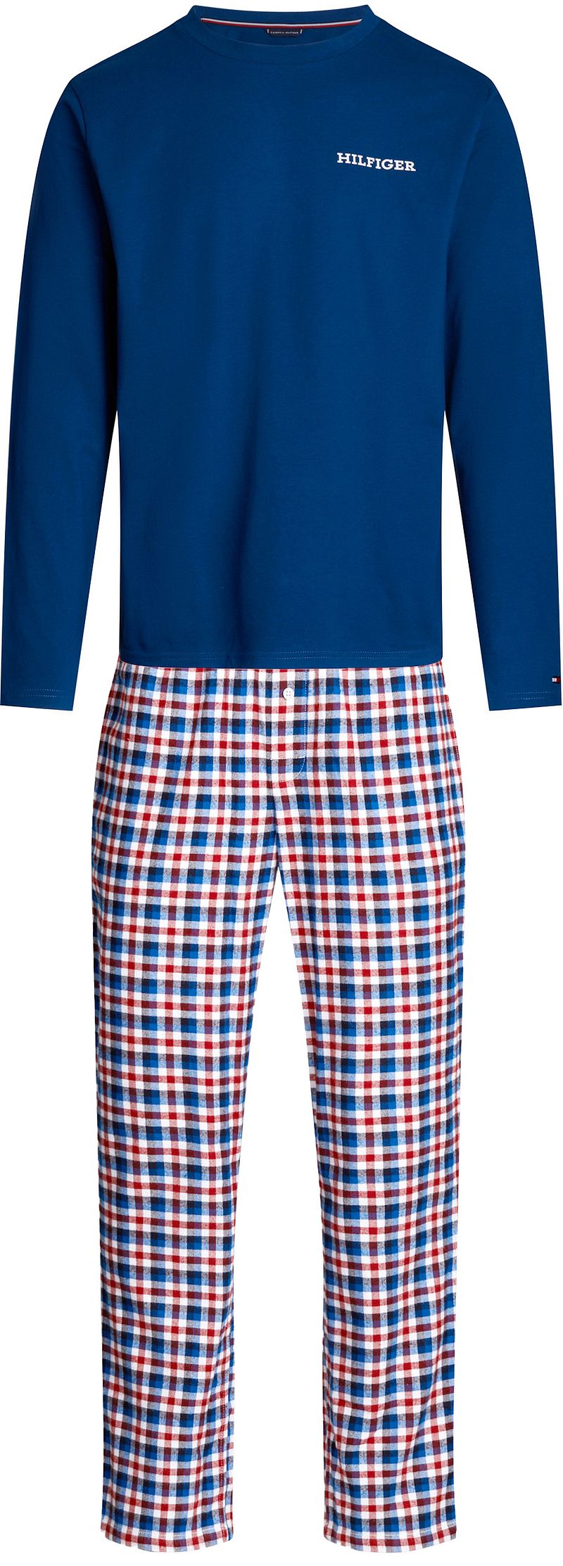 Tommy Hilfiger Pyjama Set Karos Navy - Größe M günstig online kaufen