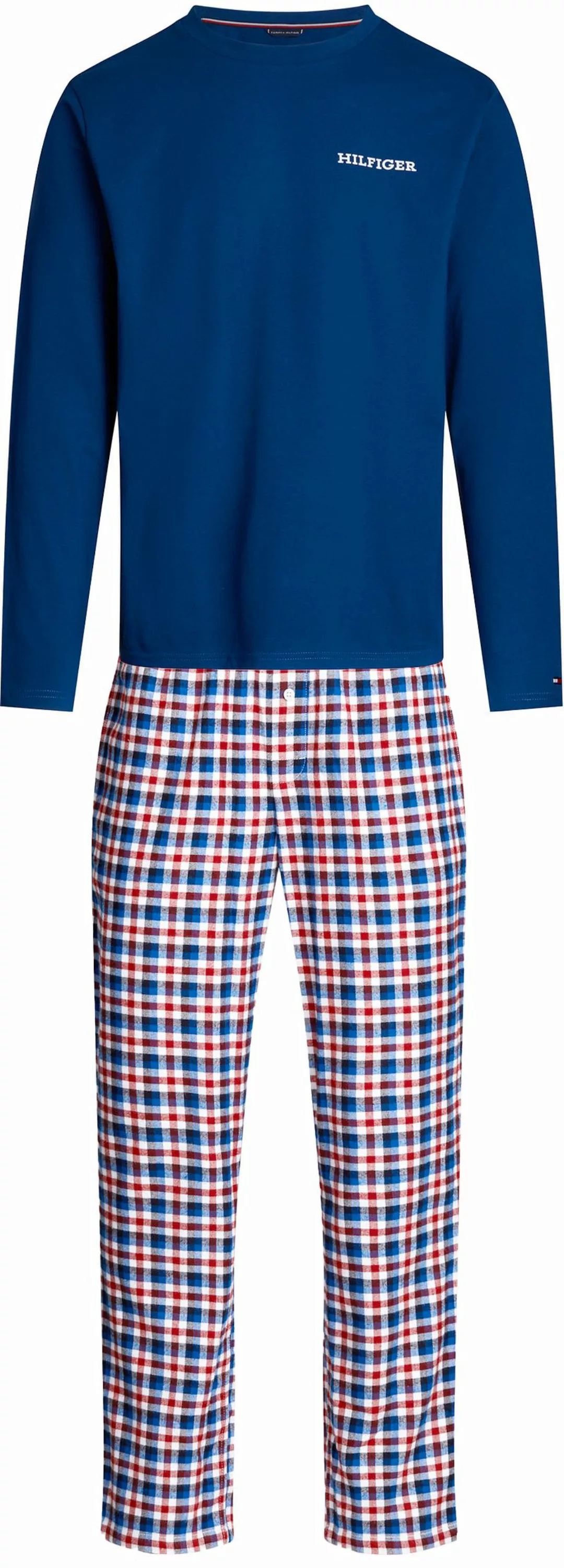 Tommy Hilfiger Pyjama Set Karos Navy - Größe L günstig online kaufen