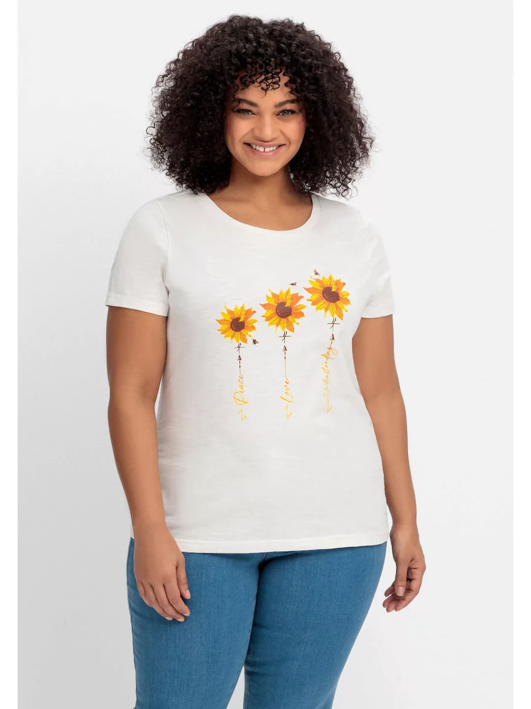 sheego by Joe Browns T-Shirt "Große Größen", mit platziertem Blumendruck günstig online kaufen