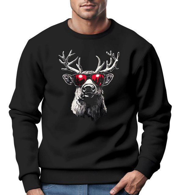 MoonWorks Sweatshirt Sweatshirt Herren Weihnachtspullover Aufdruck Rentier günstig online kaufen