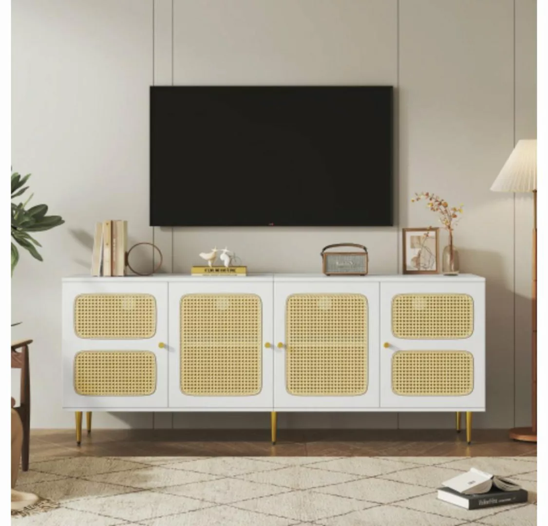 liebtech TV-Schrank Weißer Rattan-TV-Schrank,Für bis zu 80 Zoll Fernseher ( günstig online kaufen