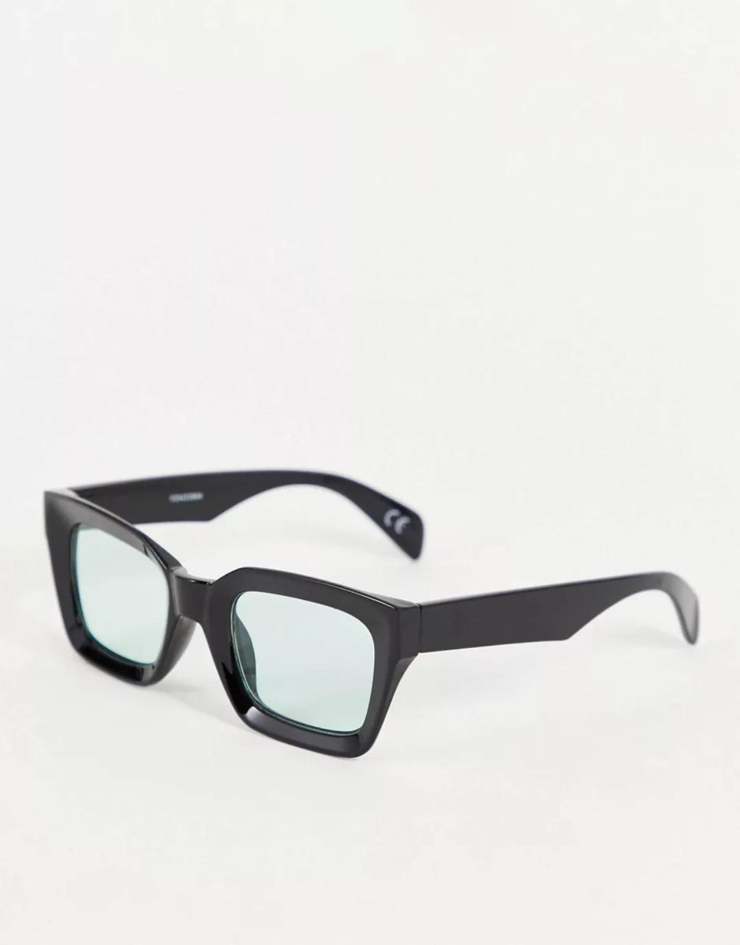 ASOS DESIGN – Eckige Oversize-Sonnenbrille in Schwarz mit getönten Gläsern günstig online kaufen