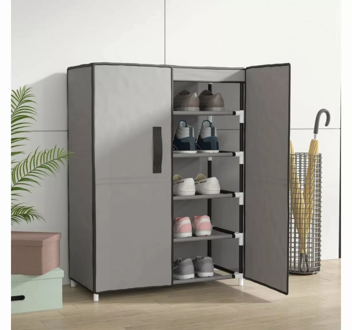 furnicato Schuhschrank Grau 60x28x90 cm Stoff günstig online kaufen