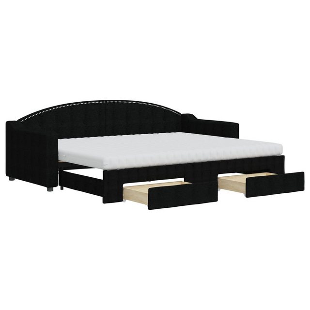 vidaXL Bett Tagesbett Ausziehbar mit Schubladen Schwarz 80x200 cm Stoff günstig online kaufen