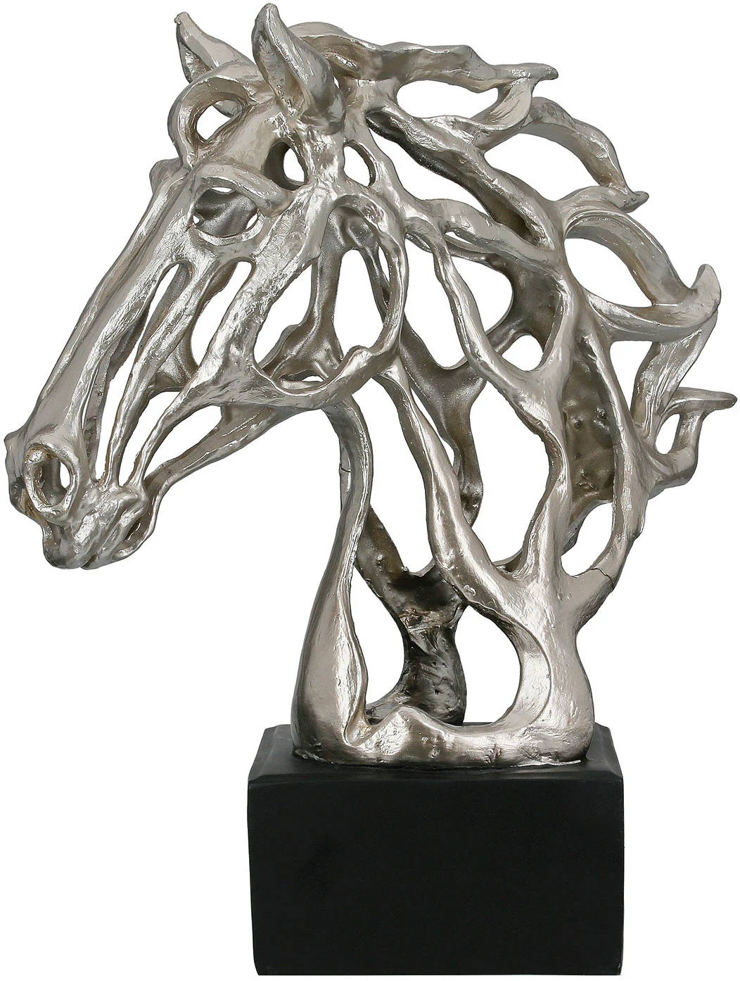 Casablanca by Gilde Dekoobjekt "Skulptur Pferd Cheval silberfarben H. 39,5 günstig online kaufen