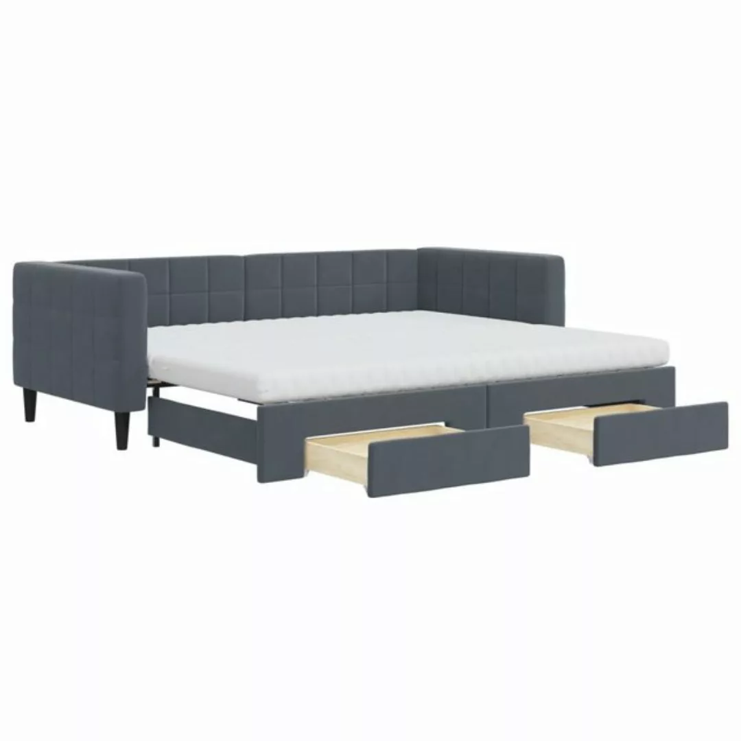 vidaXL Bett Tagesbett Ausziehbar mit Schubladen Dunkelgrau 90x200 cm Samt günstig online kaufen