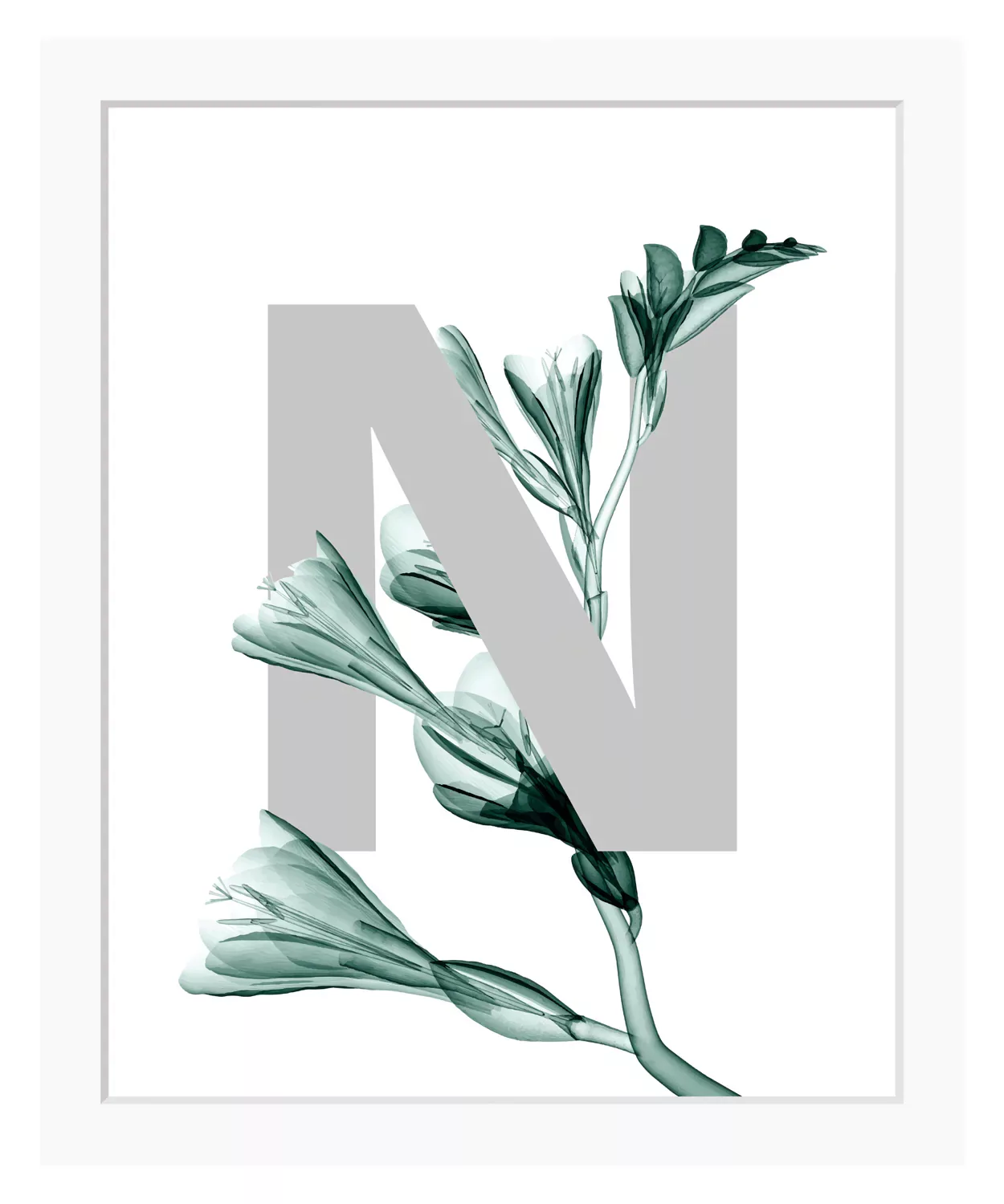 queence Bild "N-Flower", Buchstaben, Blätter, Blume, gerahmt günstig online kaufen