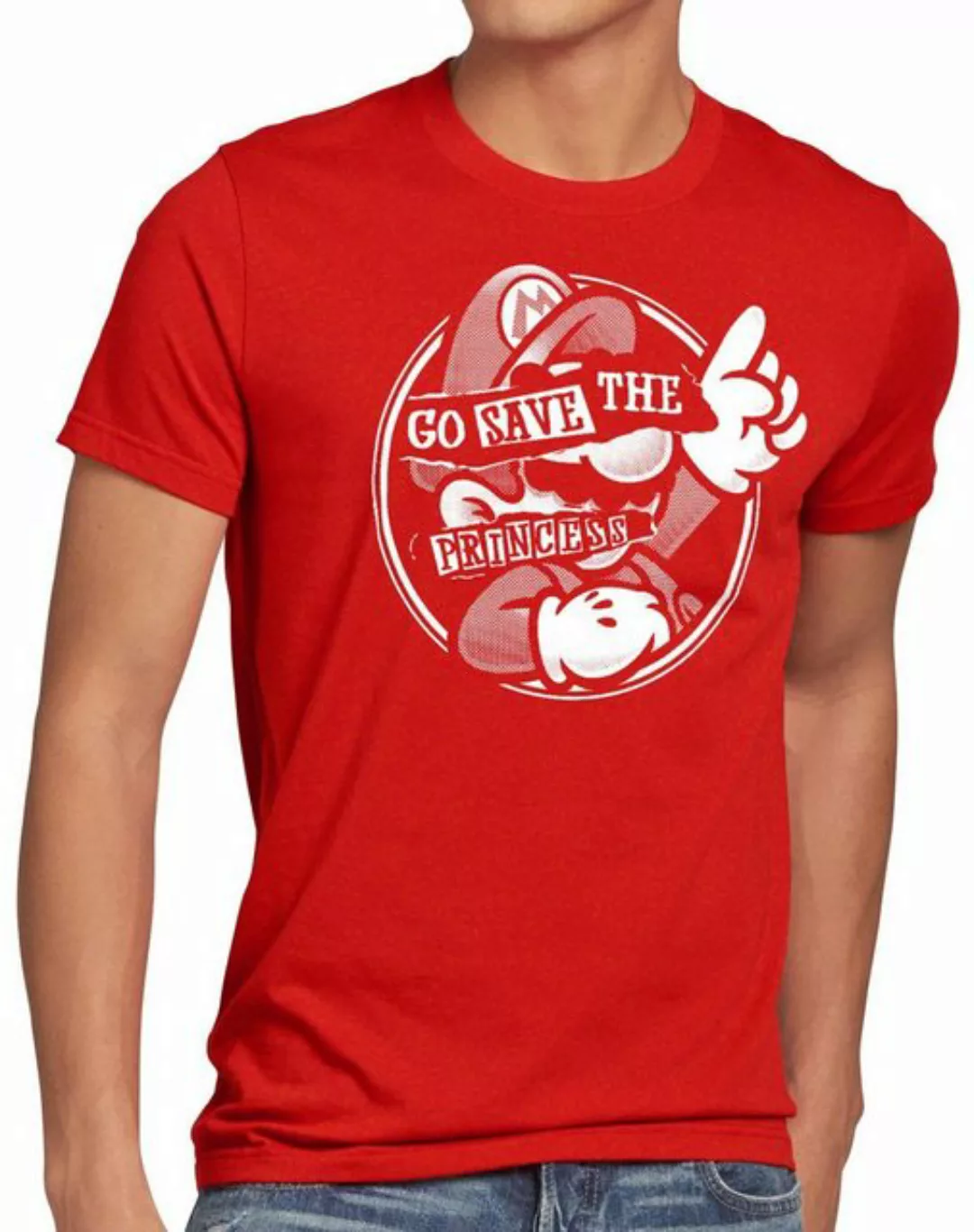 style3 Print-Shirt Herren T-Shirt Go Save the Princess mario switch günstig online kaufen