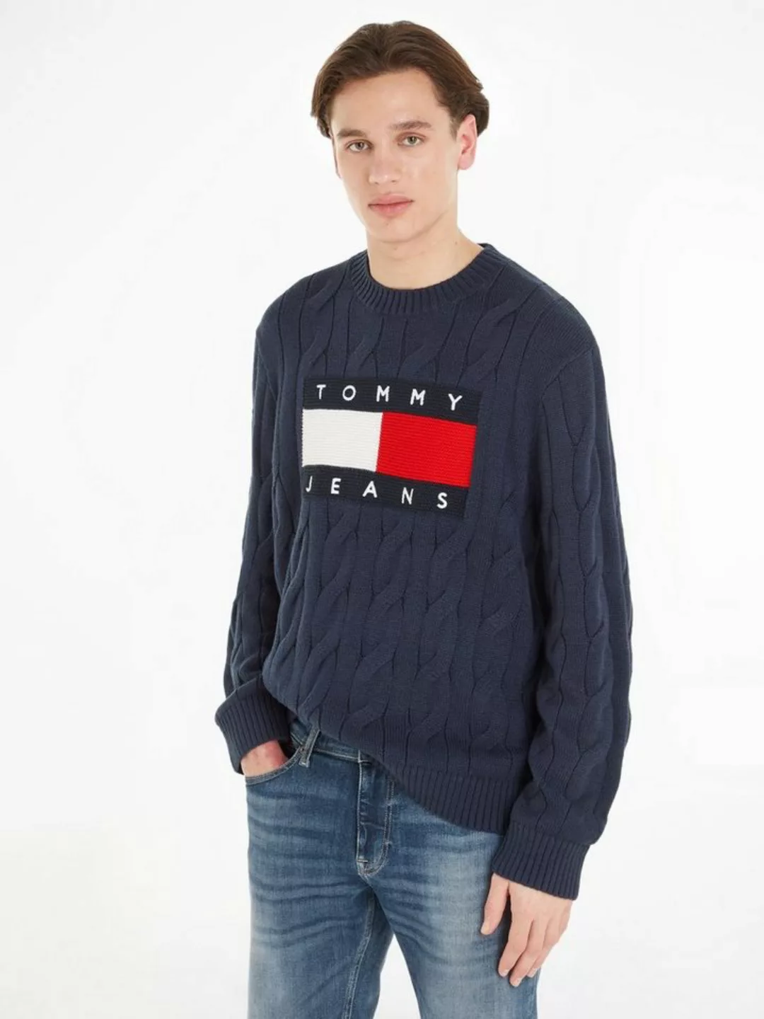 Tommy Jeans Strickpullover TJM RLX FLAG CABLE KNIT SWEATER günstig online kaufen