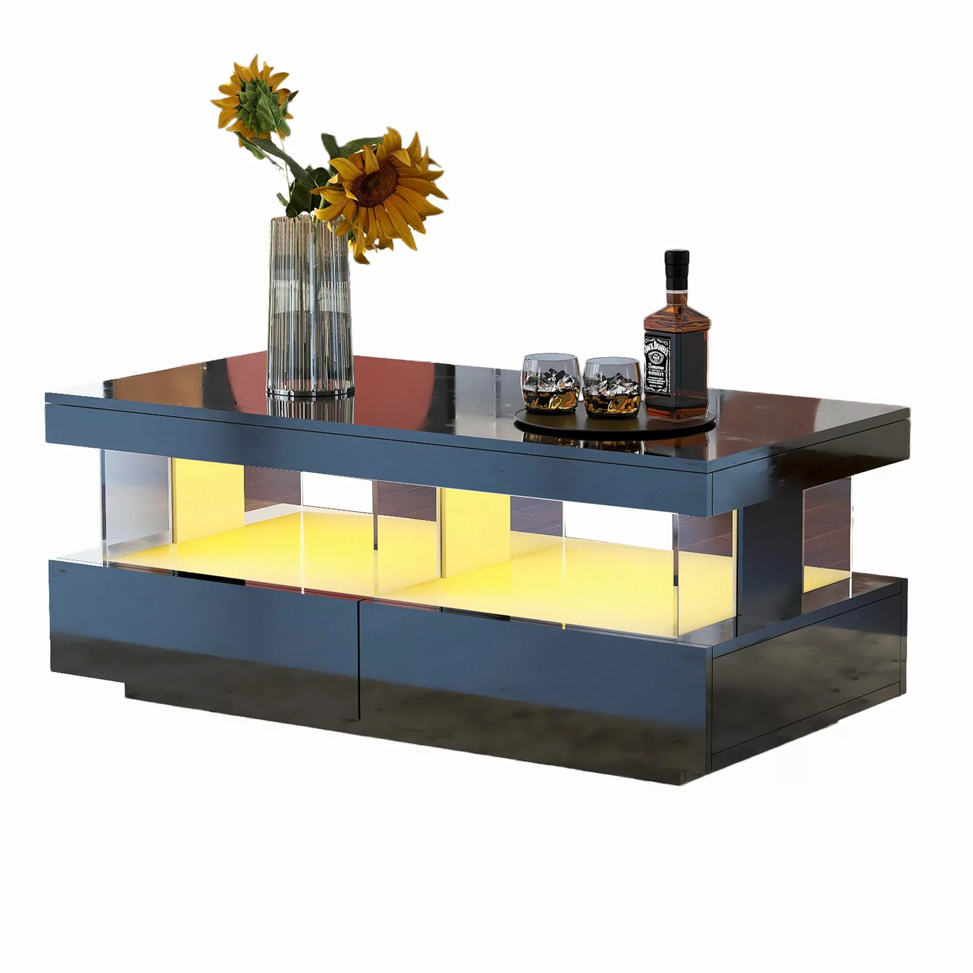 Merax Couchtisch mit LED-Beleuchtung und hochglänzender günstig online kaufen