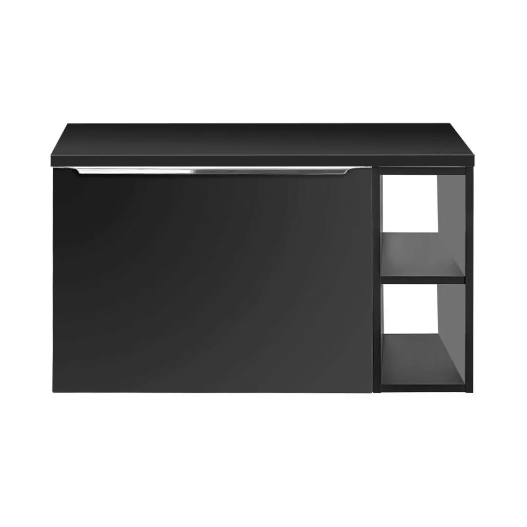 Waschtischunterschrank 80cm, schwarz matt, PUEBLA-56-BLACK günstig online kaufen