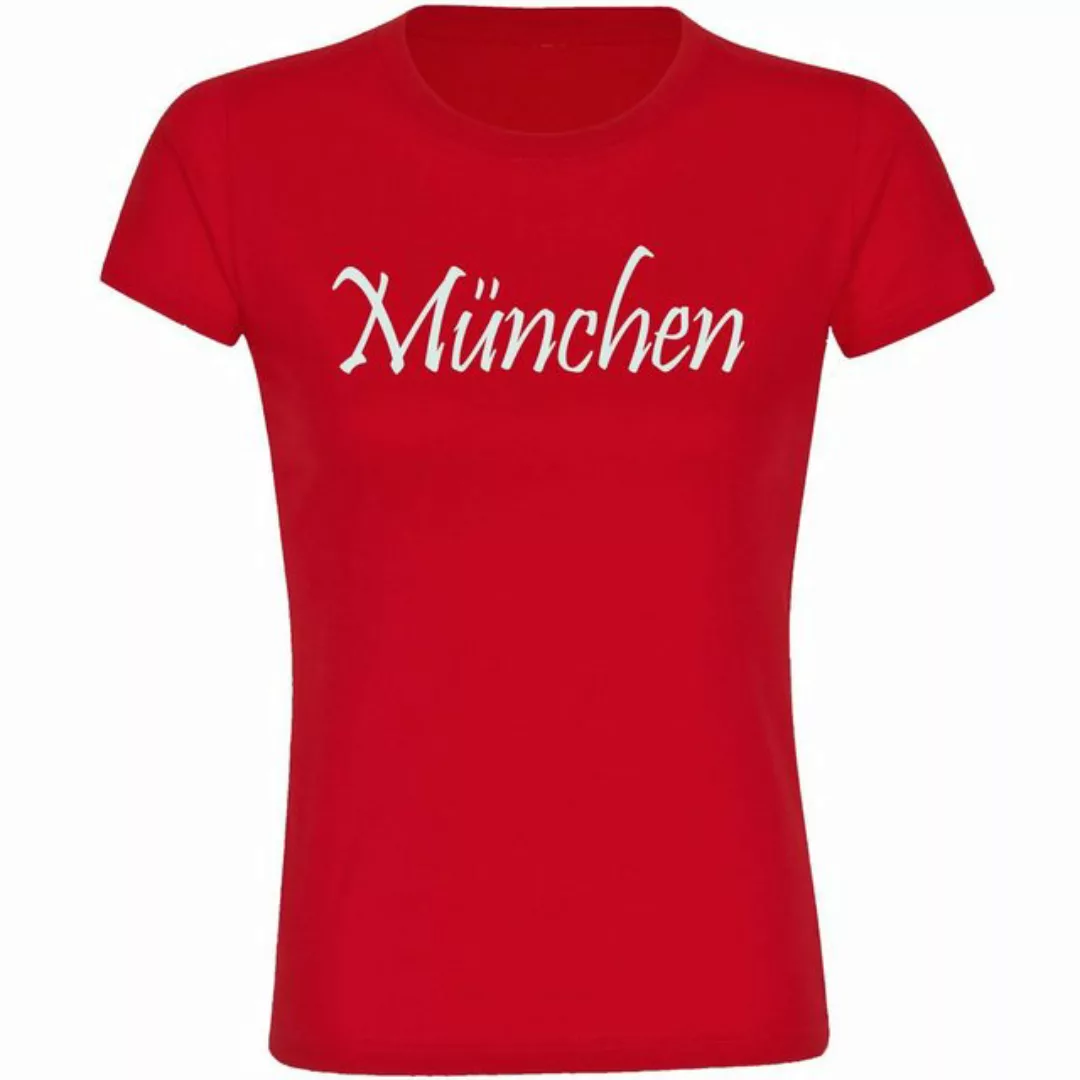 multifanshop T-Shirt Damen München rot - Schriftzug - Frauen günstig online kaufen