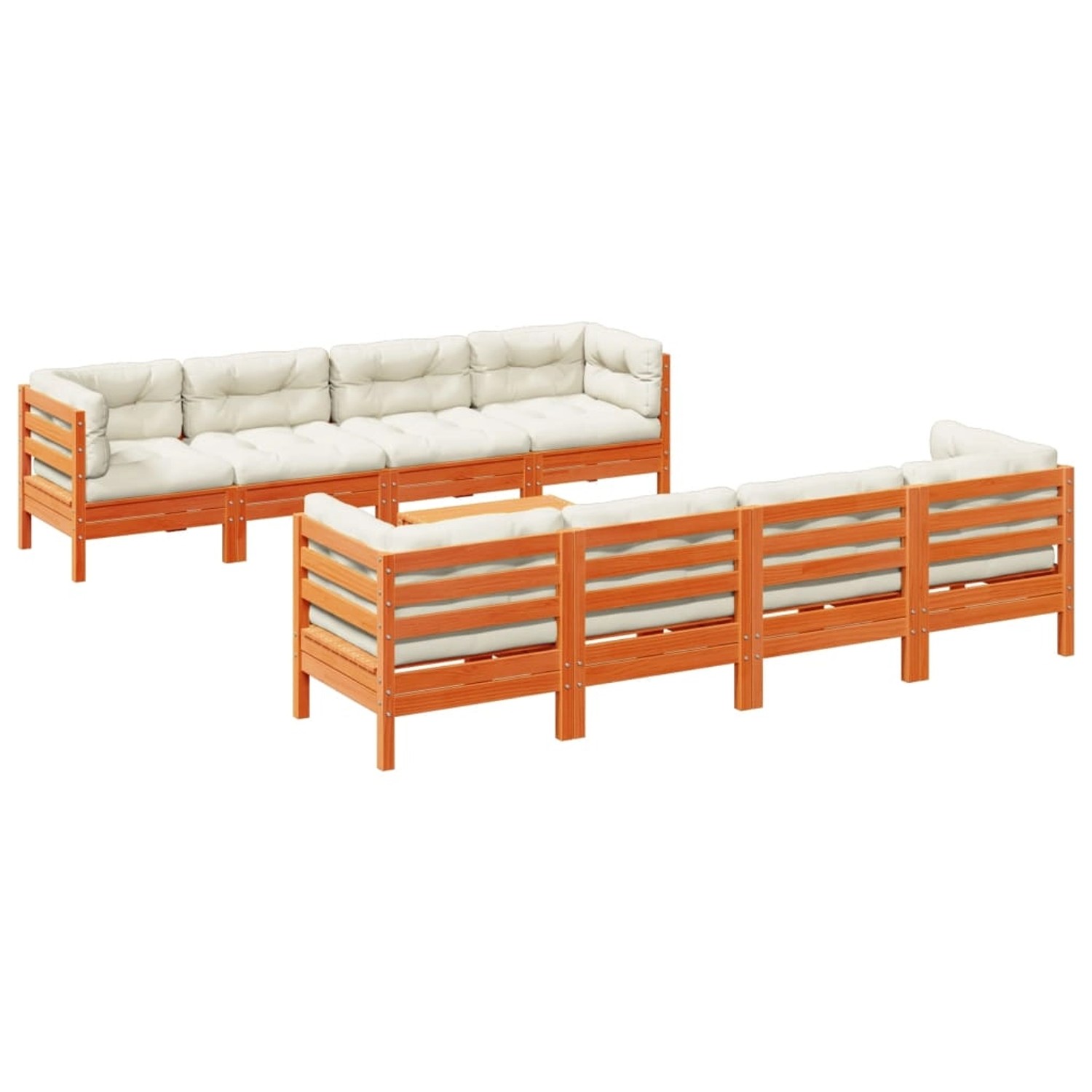 vidaXL 9-Tlg Garten-Sofagarnitur mit Kissen Wachsbraun Kiefernholz 3299362 günstig online kaufen