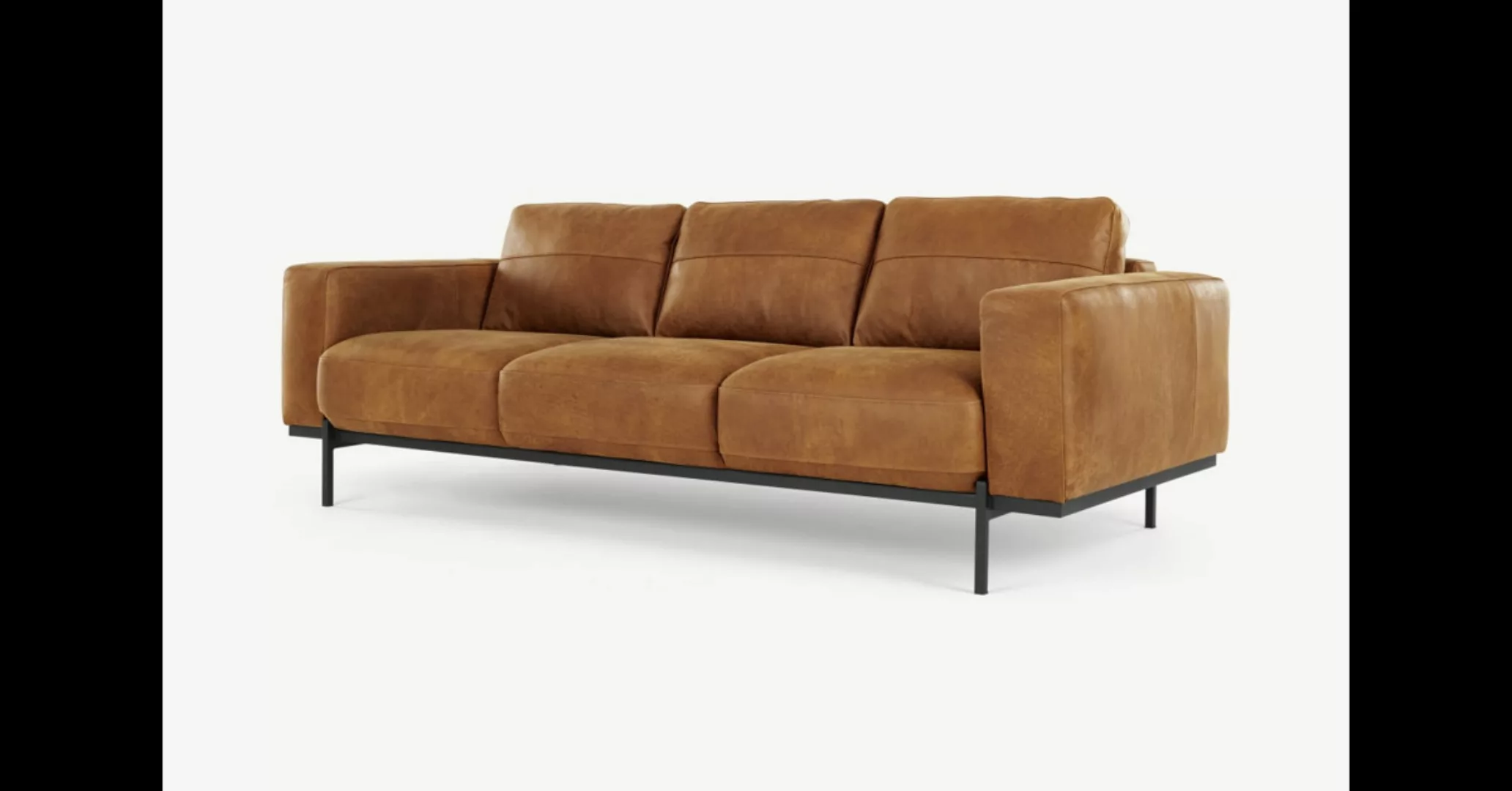 Jarrod 3-Sitzer Sofa, Leder in Cognac - MADE.com günstig online kaufen