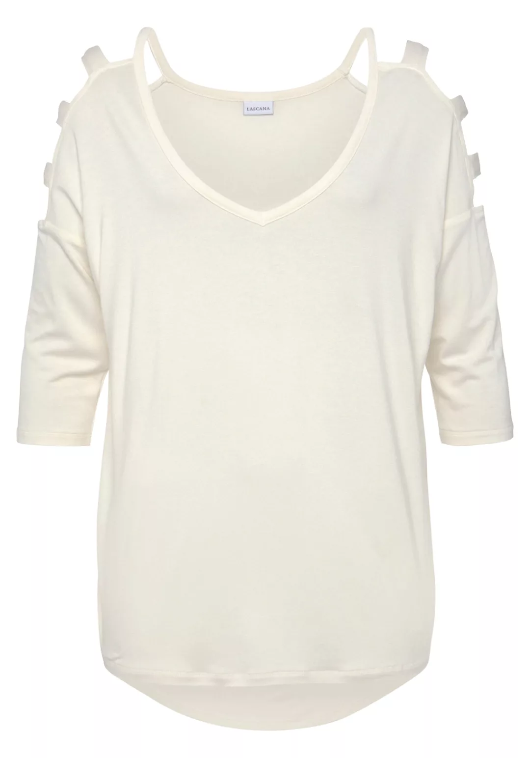 LASCANA 3/4-Arm-Shirt mit Cut-outs, raffiniertes Longsleeve, schulterfrei günstig online kaufen